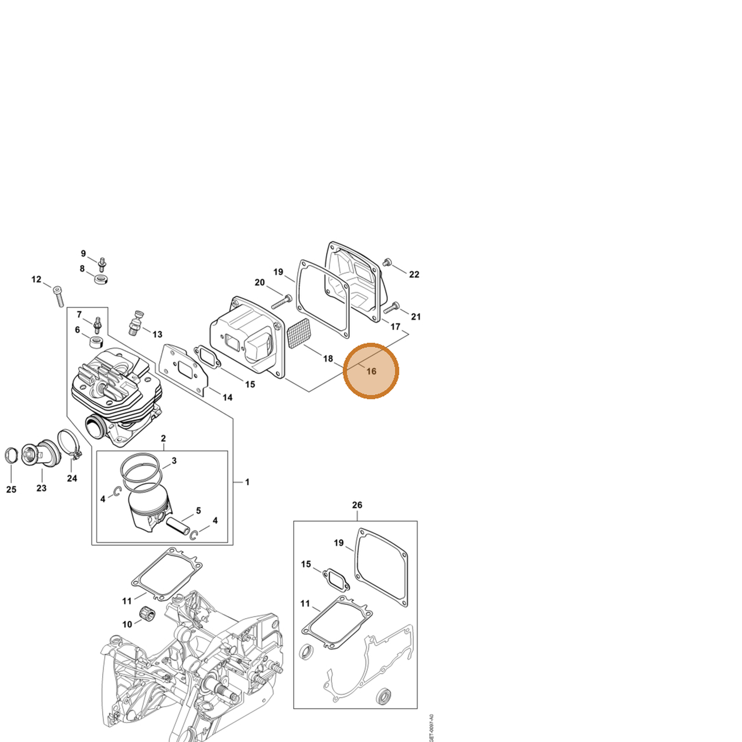 STIHL part 1144-140-0601 — IPL diagram snippet (6x zoom, amber highlight)