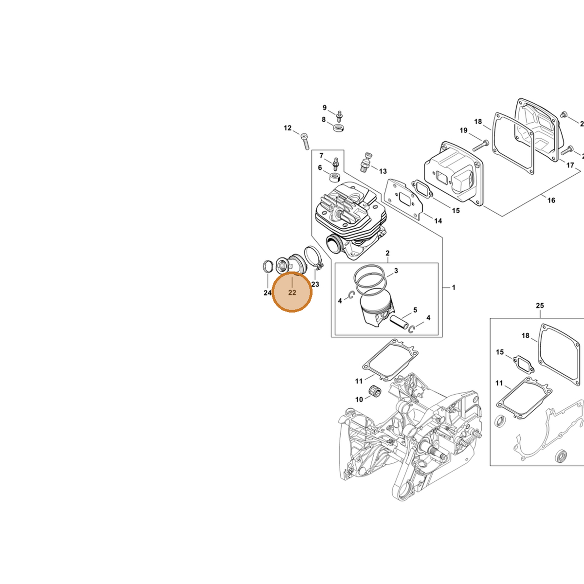 STIHL part 1144-141-2202 — IPL diagram snippet (6x zoom, amber highlight)
