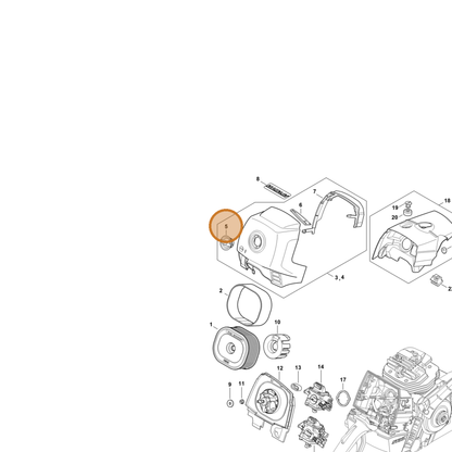 STIHL part 1144-141-2300 — IPL diagram snippet (6x zoom, amber highlight)