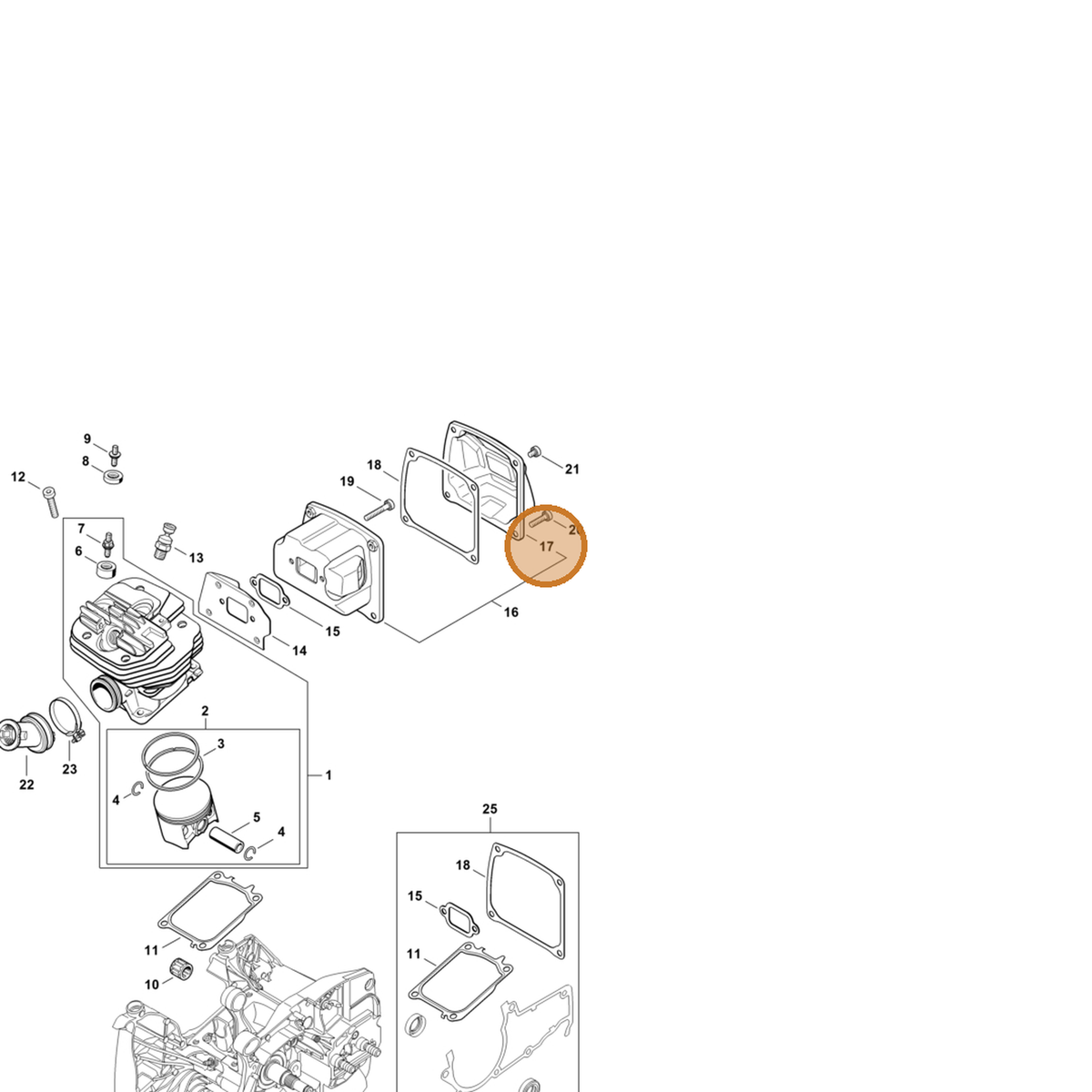 STIHL part 1144-145-0800 — IPL diagram snippet (6x zoom, amber highlight)