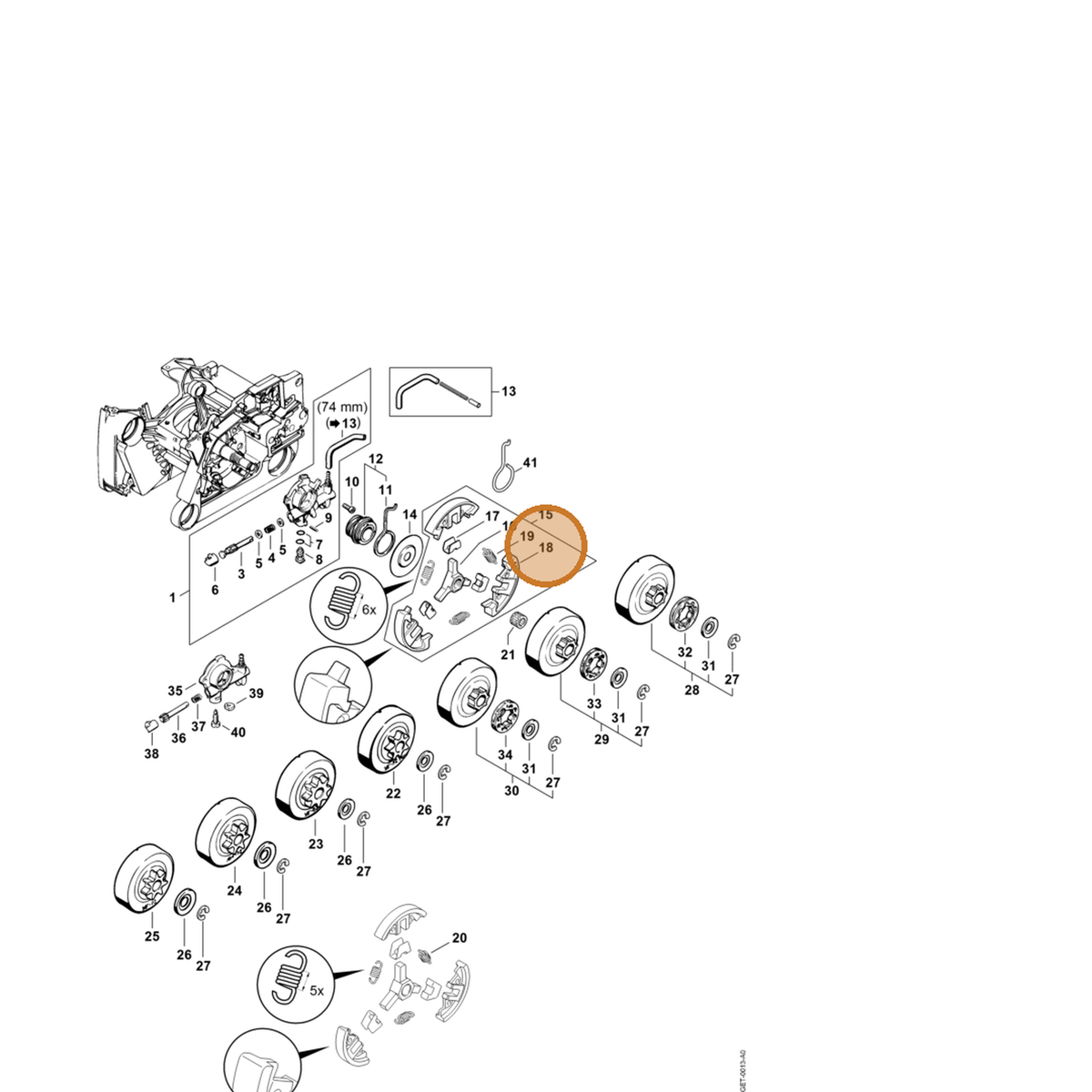 STIHL part 1144-162-0802 — IPL diagram snippet (6x zoom, amber highlight)