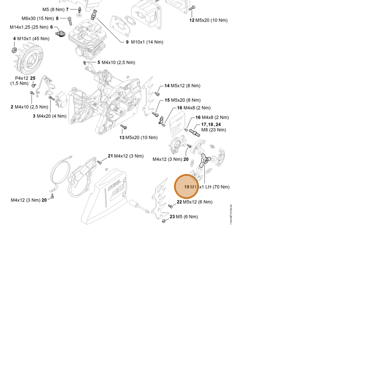 STIHL part 1144-162-3200 — IPL diagram snippet (6x zoom, amber highlight)