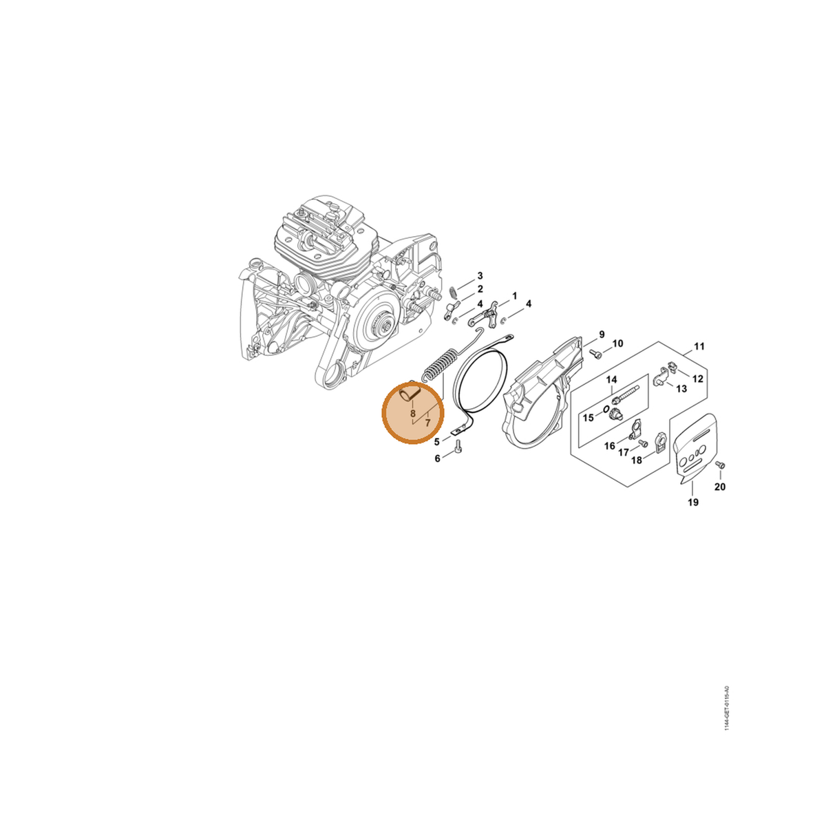 STIHL part 1144-162-8000 — IPL diagram snippet (6x zoom, amber highlight)