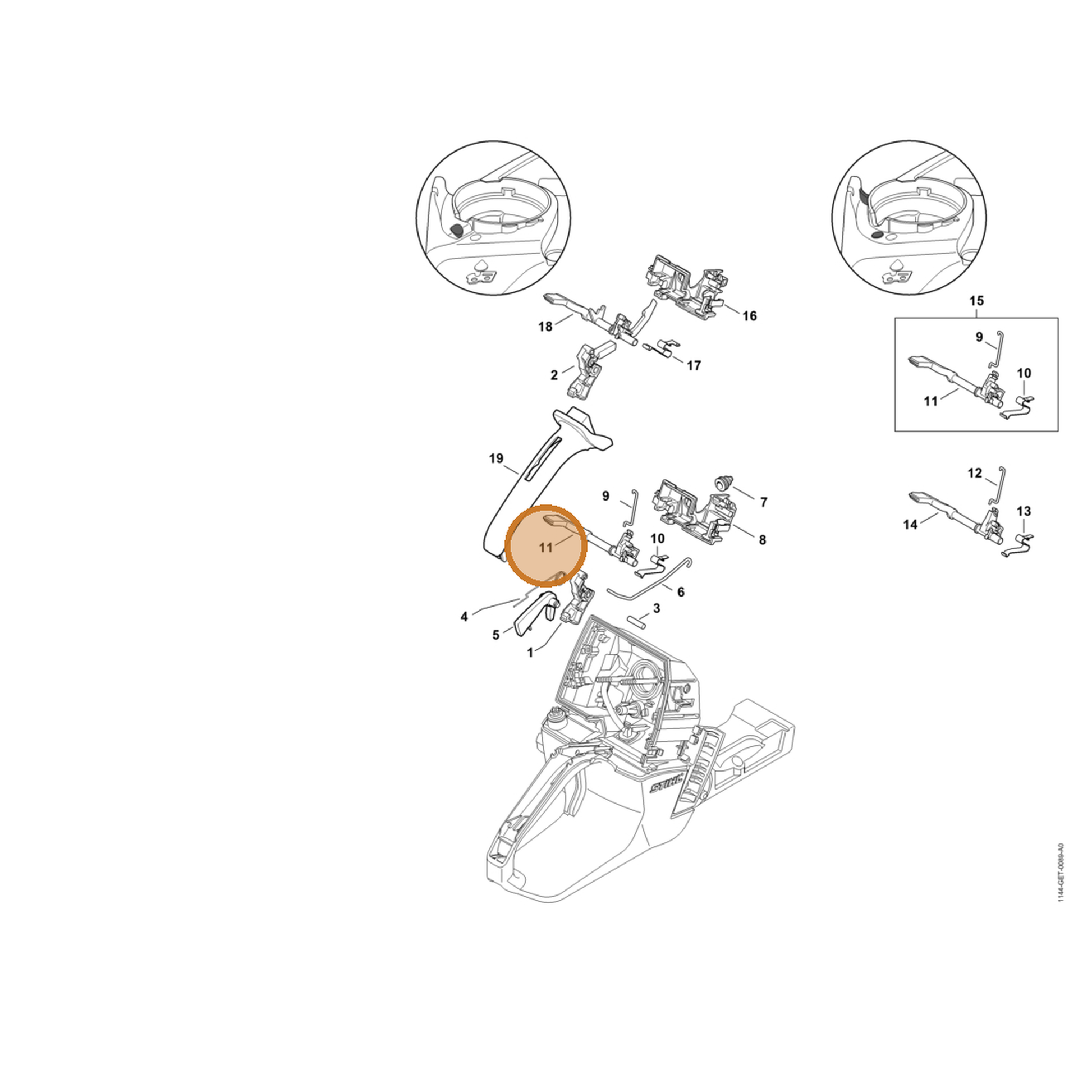 STIHL part 1144-182-0901 — IPL diagram snippet (6x zoom, amber highlight)