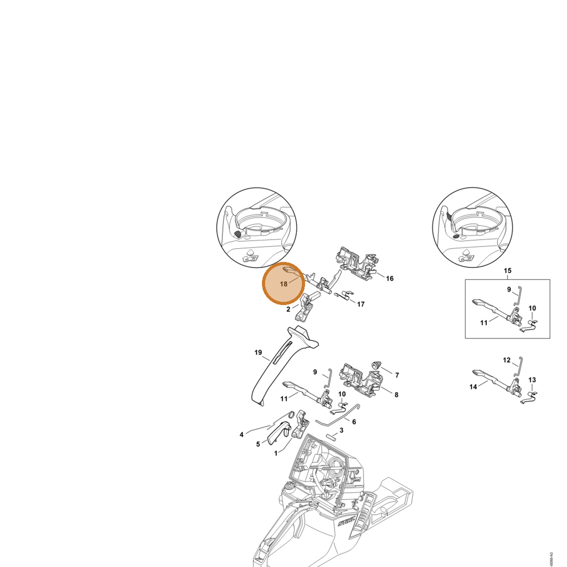 STIHL part 1144-182-0911 — IPL diagram snippet (6x zoom, amber highlight)