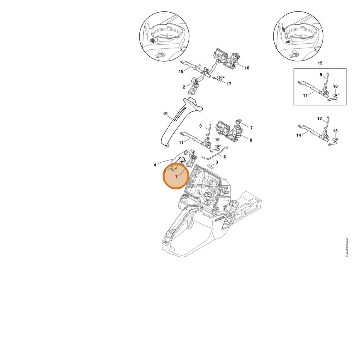 STIHL part 1144-182-1000 — IPL diagram snippet (6x zoom, amber highlight)