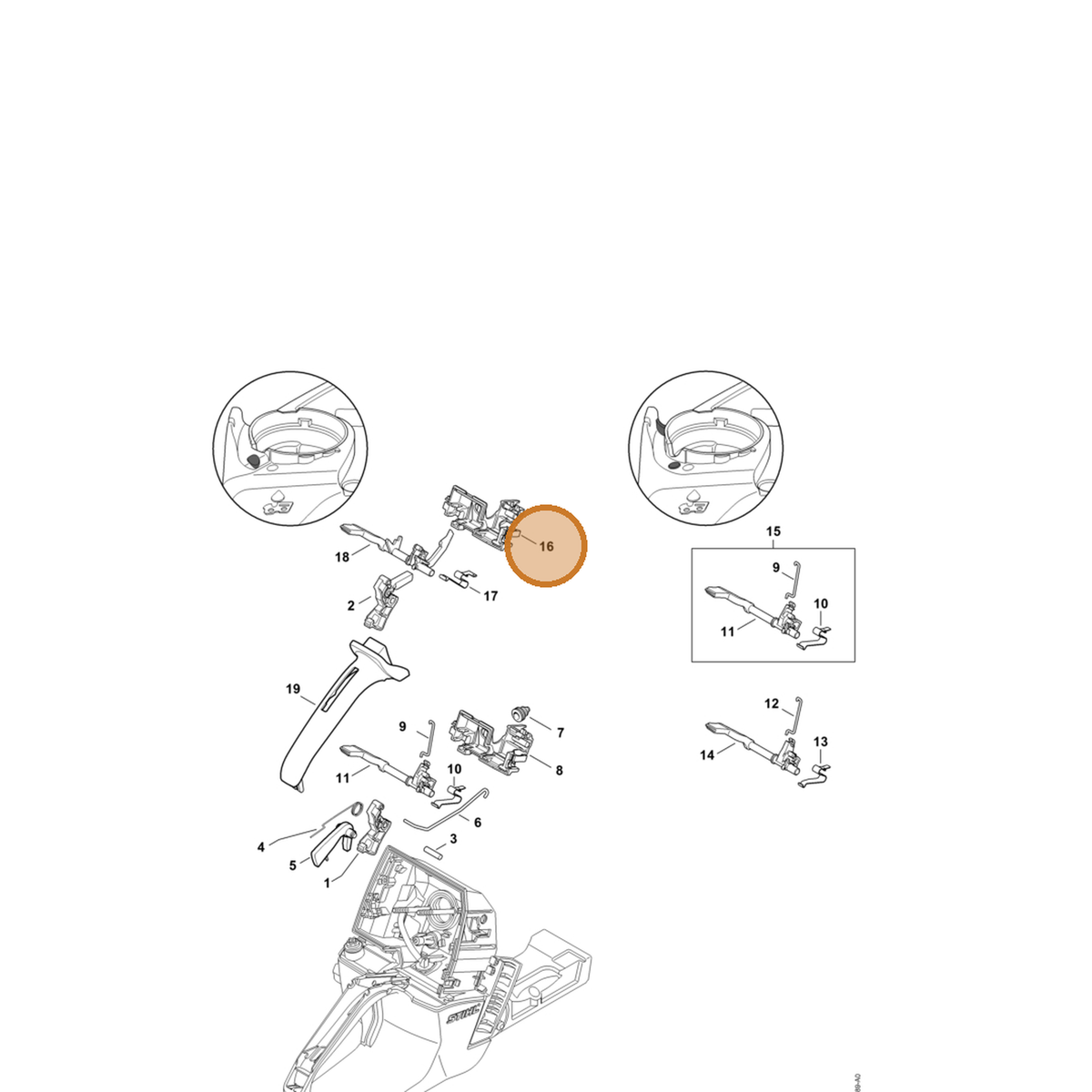 STIHL part 1144-182-2110 — IPL diagram snippet (6x zoom, amber highlight)