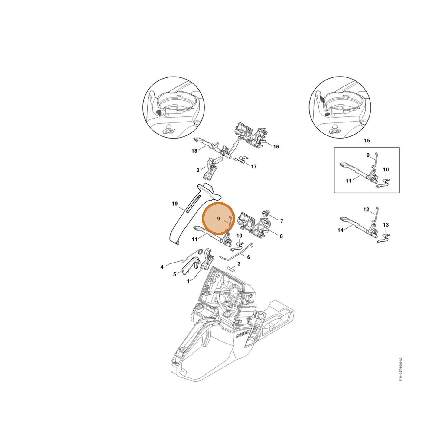 STIHL part 1144-185-1901 — IPL diagram snippet (6x zoom, amber highlight)