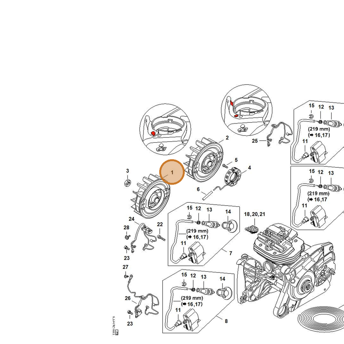 STIHL part 1144-400-1200 — IPL diagram snippet (6x zoom, amber highlight)