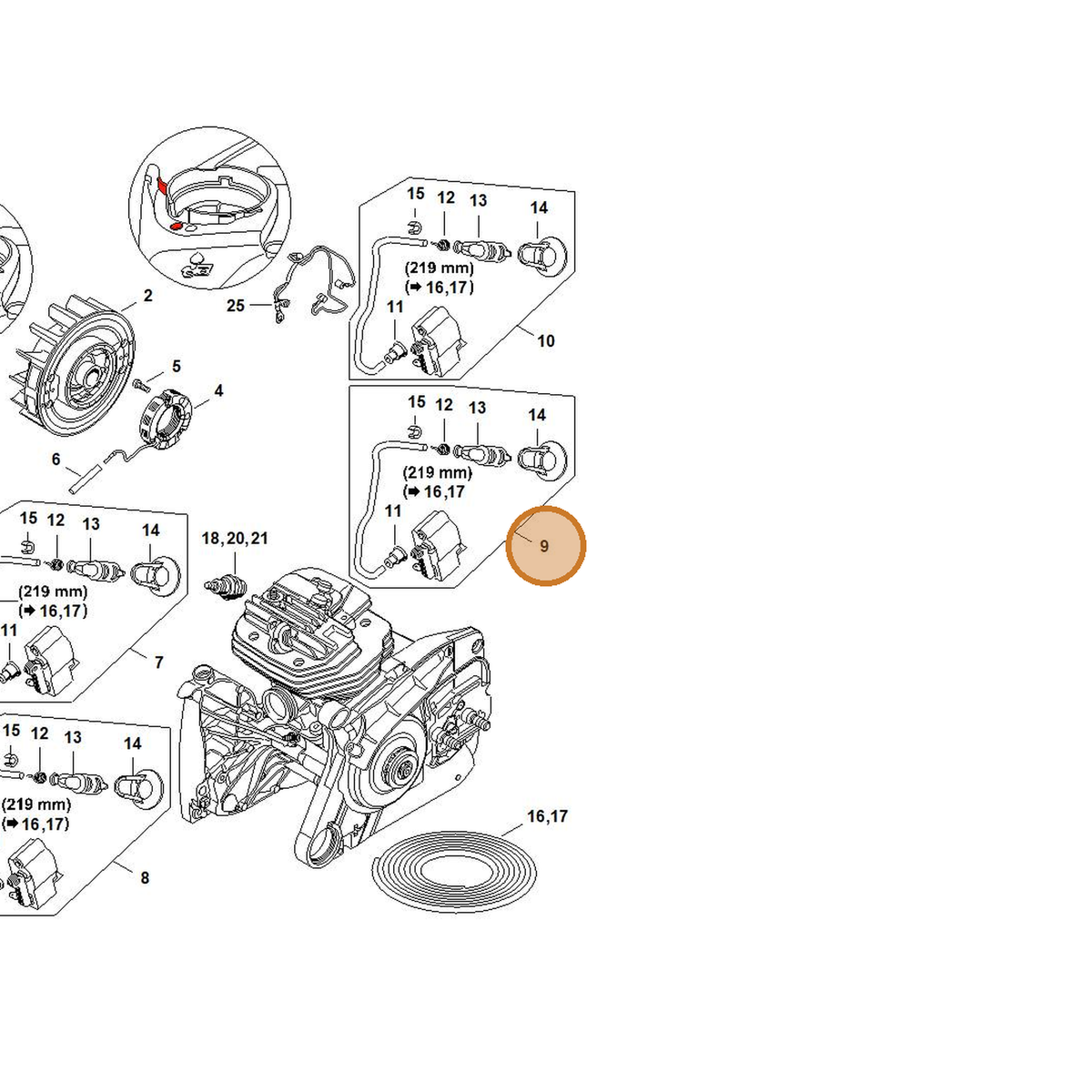 STIHL part 1144-400-4704 — IPL diagram snippet (6x zoom, amber highlight)