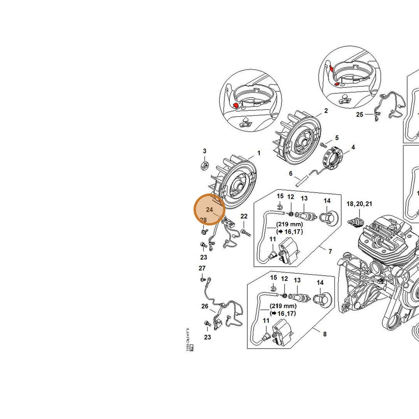 STIHL part 1144-440-3003 — IPL diagram snippet (6x zoom, amber highlight)