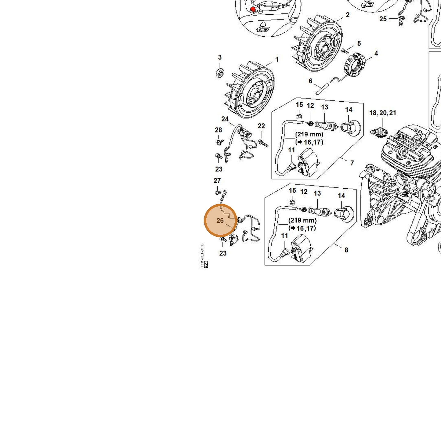 STIHL part 1144-440-3012 — IPL diagram snippet (6x zoom, amber highlight)