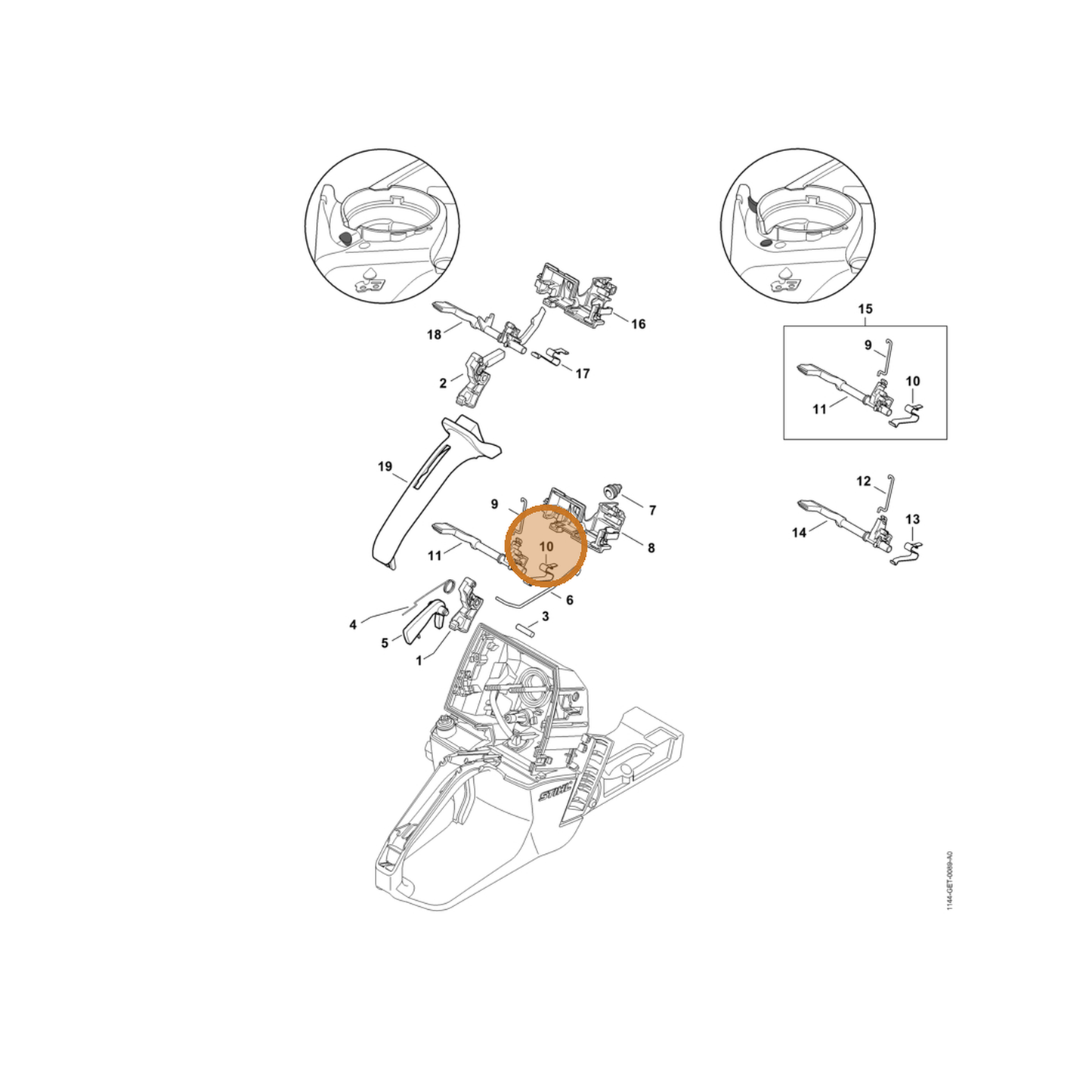 STIHL part 1144-442-1602 — IPL diagram snippet (6x zoom, amber highlight)