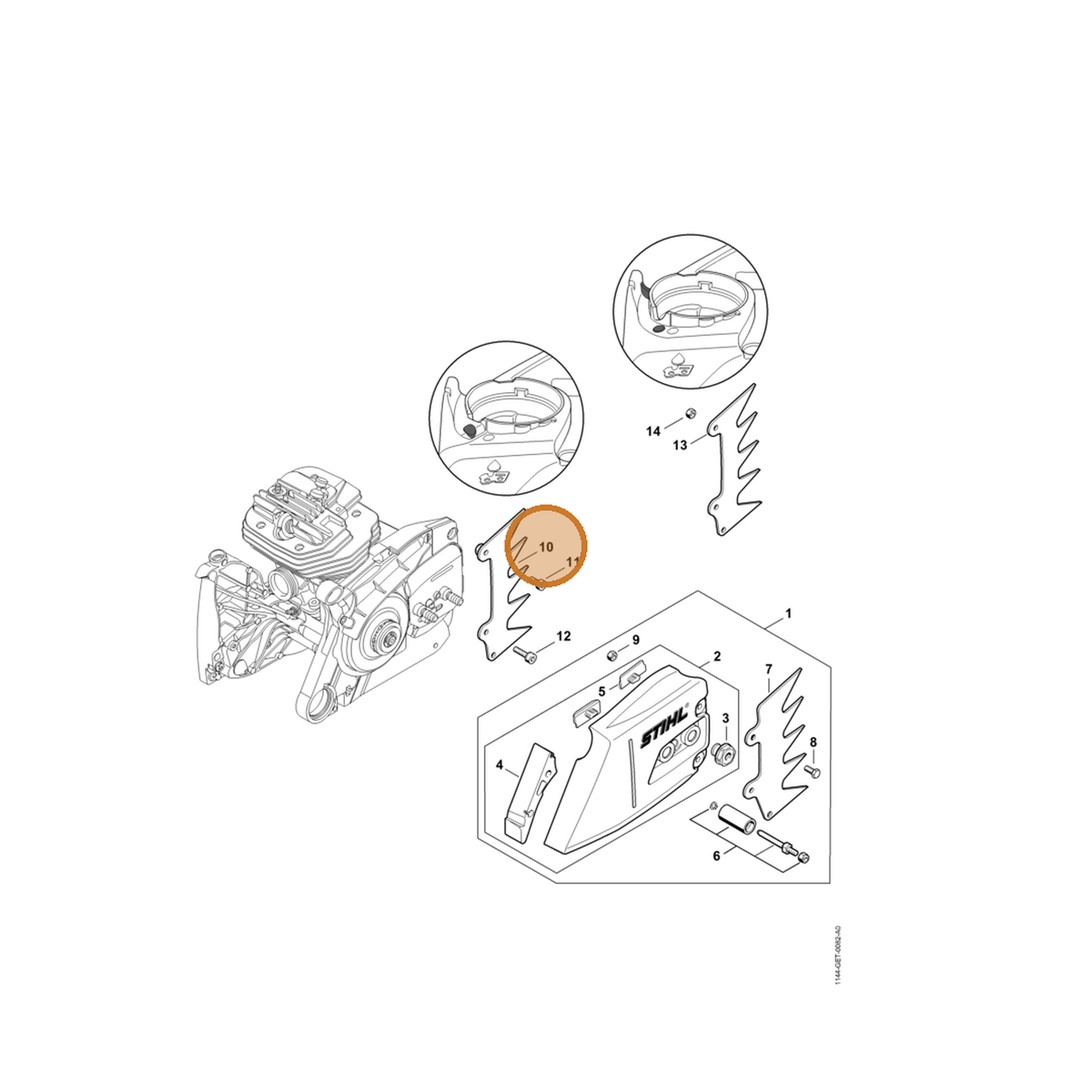 STIHL part 1144-660-0801 — IPL diagram snippet (6x zoom, amber highlight)