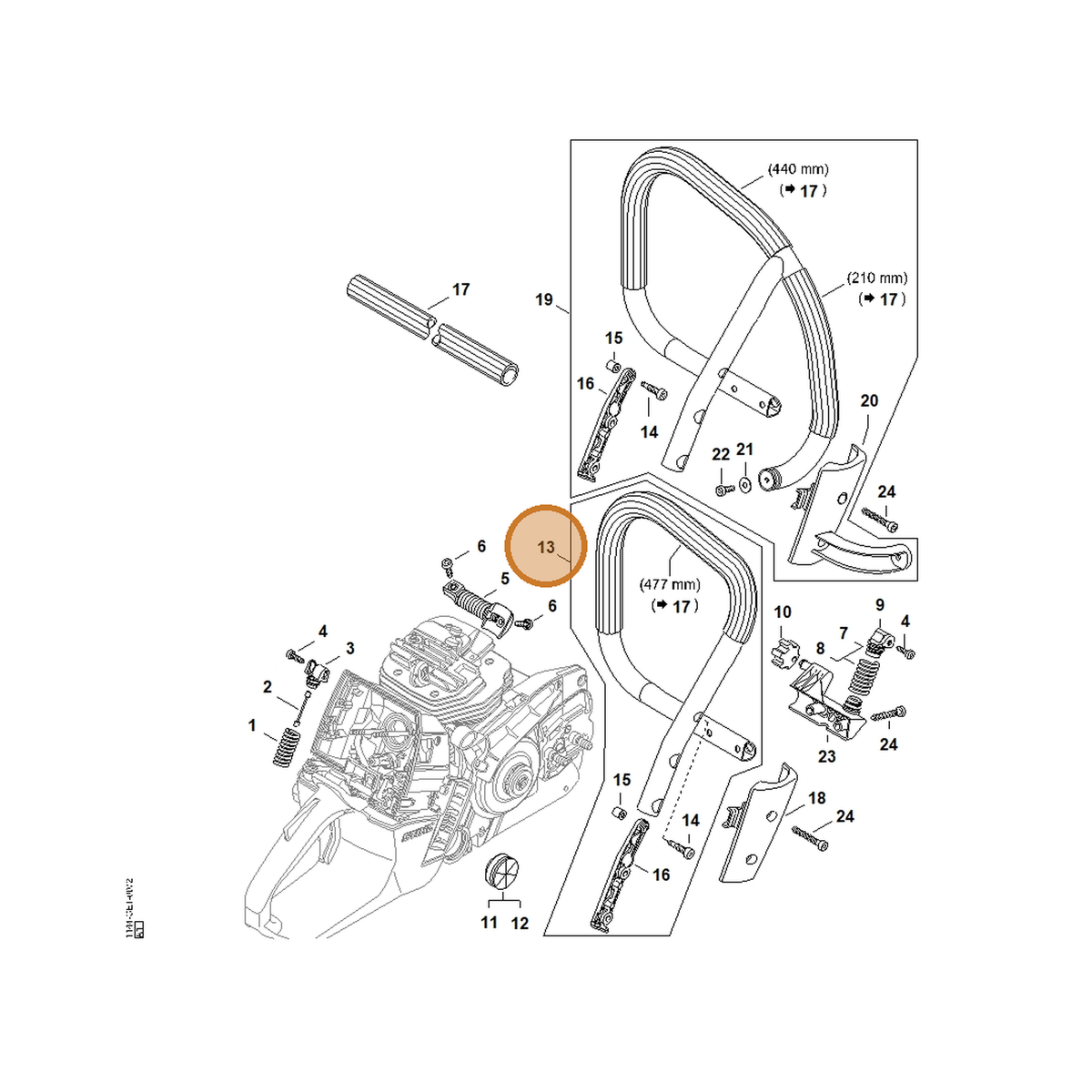 STIHL part 1144-790-1702 — IPL diagram snippet (6x zoom, amber highlight)