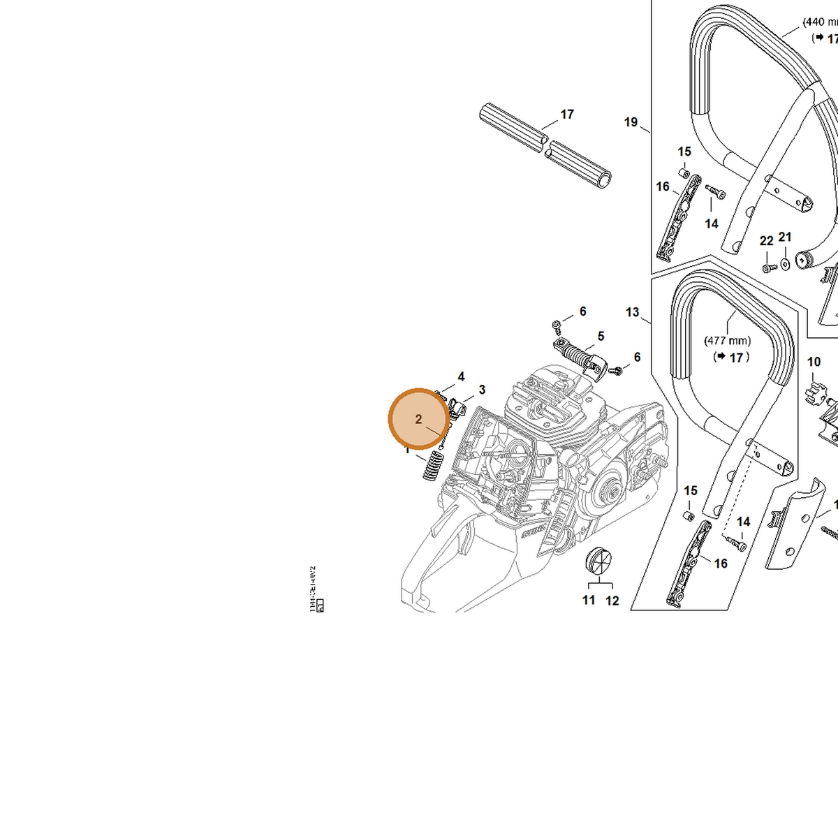 STIHL part 1144-790-8100 — IPL diagram snippet (6x zoom, amber highlight)
