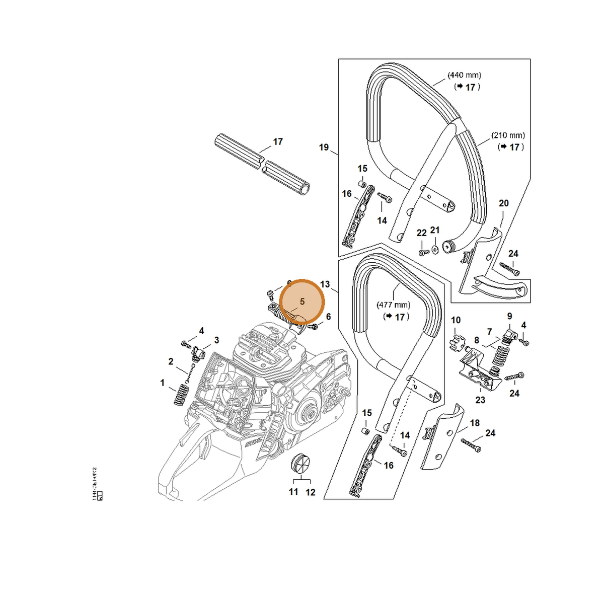 STIHL part 1144-790-8301 — IPL diagram snippet (6x zoom, amber highlight)