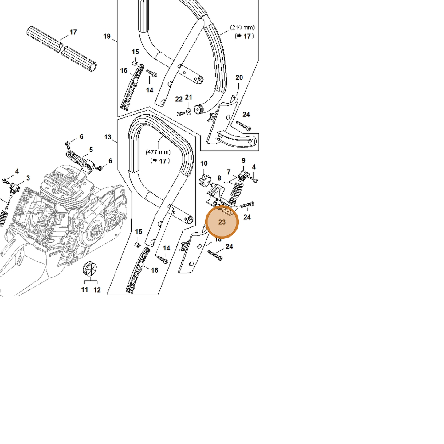 STIHL part 1144-791-1900 — IPL diagram snippet (6x zoom, amber highlight)