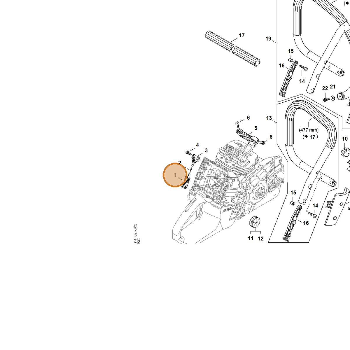 STIHL part 1144-791-3100 — IPL diagram snippet (6x zoom, amber highlight)