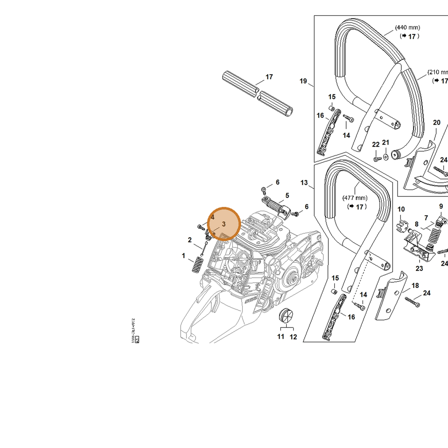 STIHL part 1144-792-2901 — IPL diagram snippet (6x zoom, amber highlight)