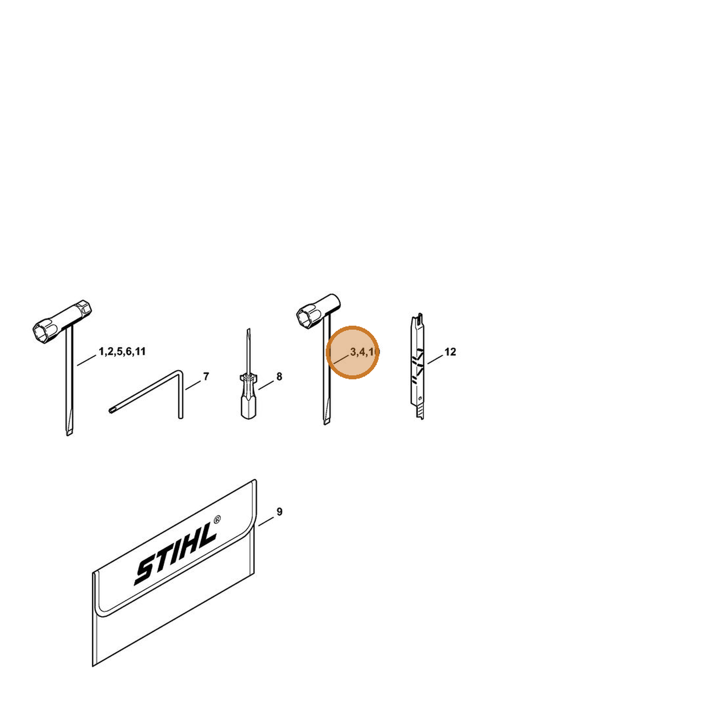STIHL part 1144-890-1400 — IPL diagram snippet (6x zoom, amber highlight)