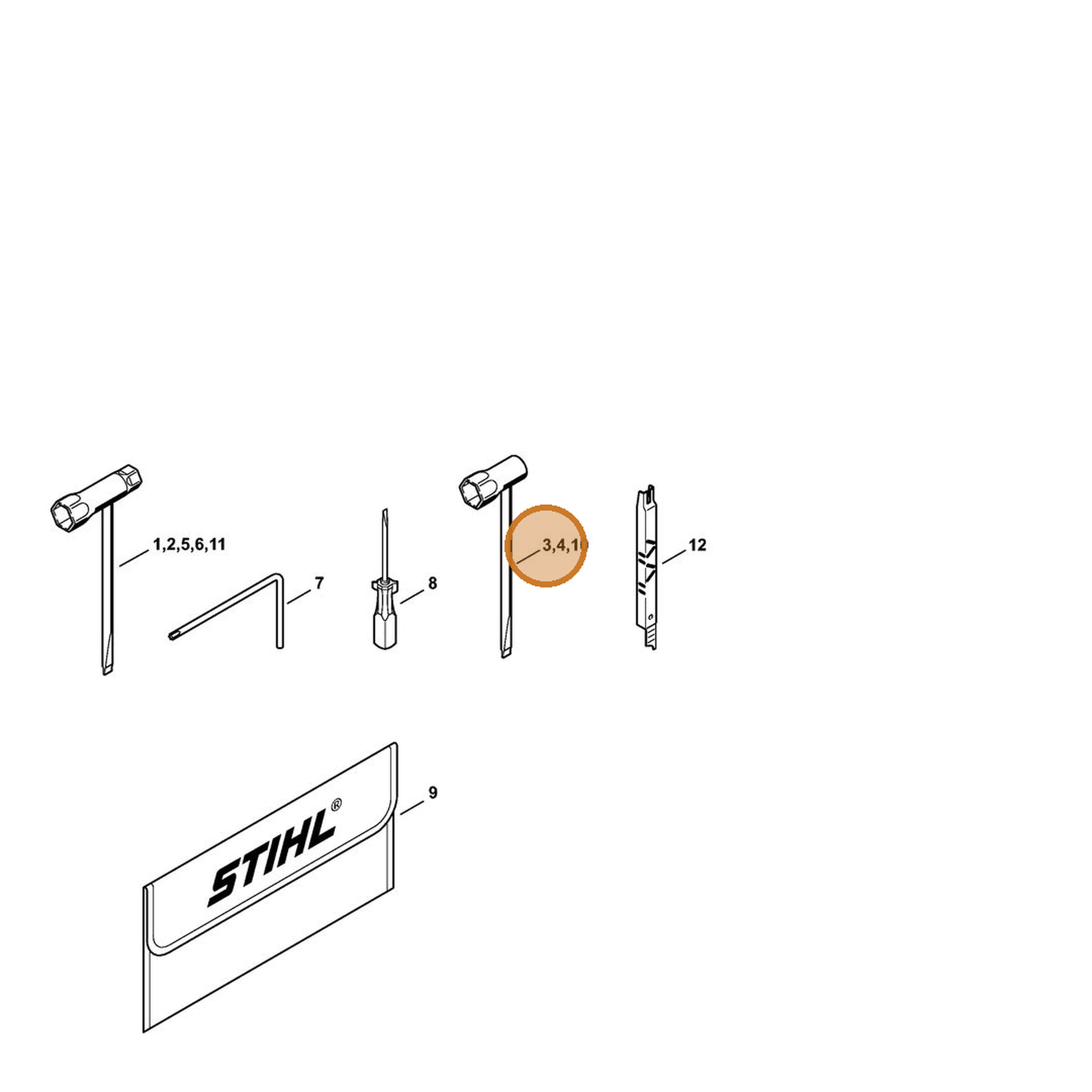 STIHL part 1144-890-1400 — IPL diagram snippet (6x zoom, amber highlight)