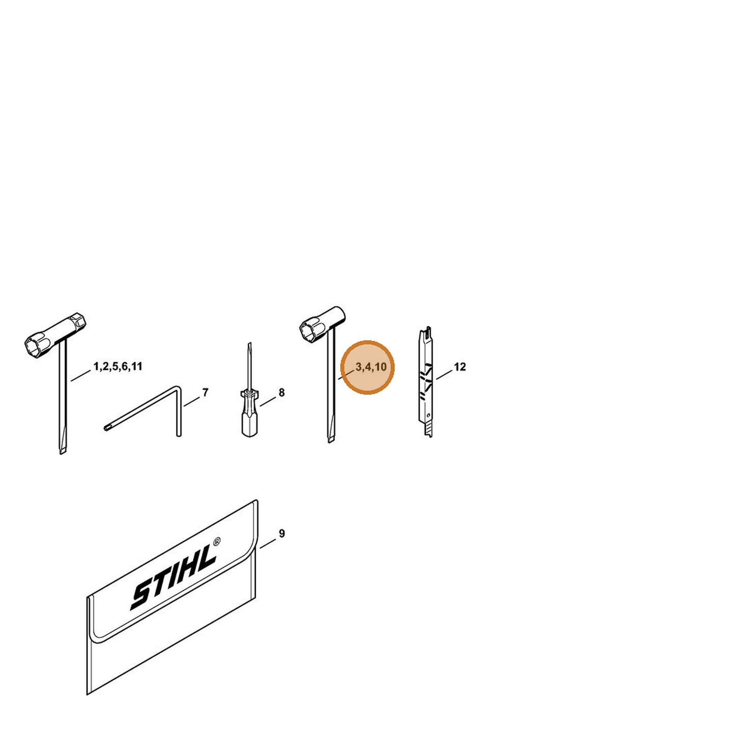 STIHL part 1144-890-1401 — IPL diagram snippet (6x zoom, amber highlight)