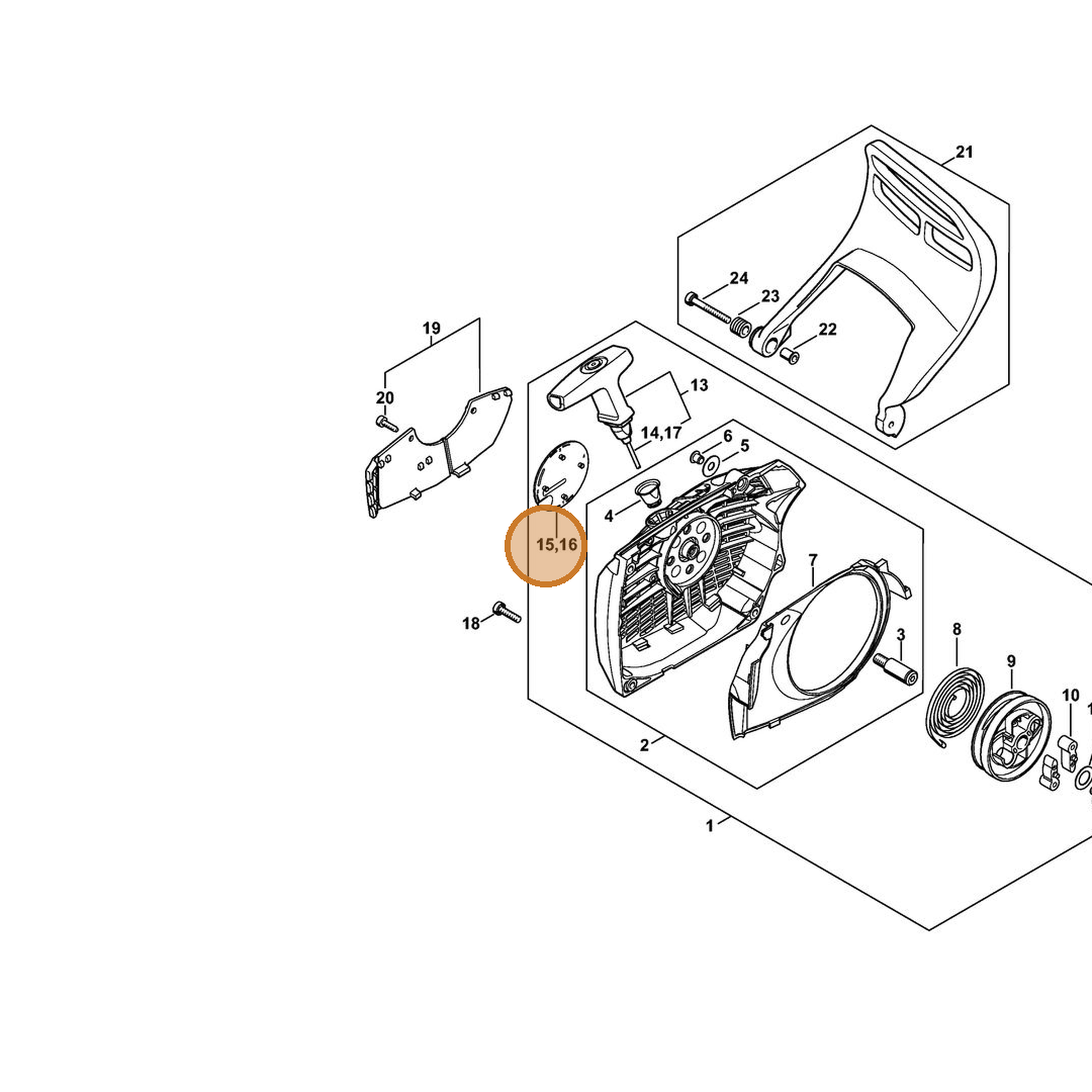 STIHL part 1144-967-1500 — IPL diagram snippet (6x zoom, amber highlight)