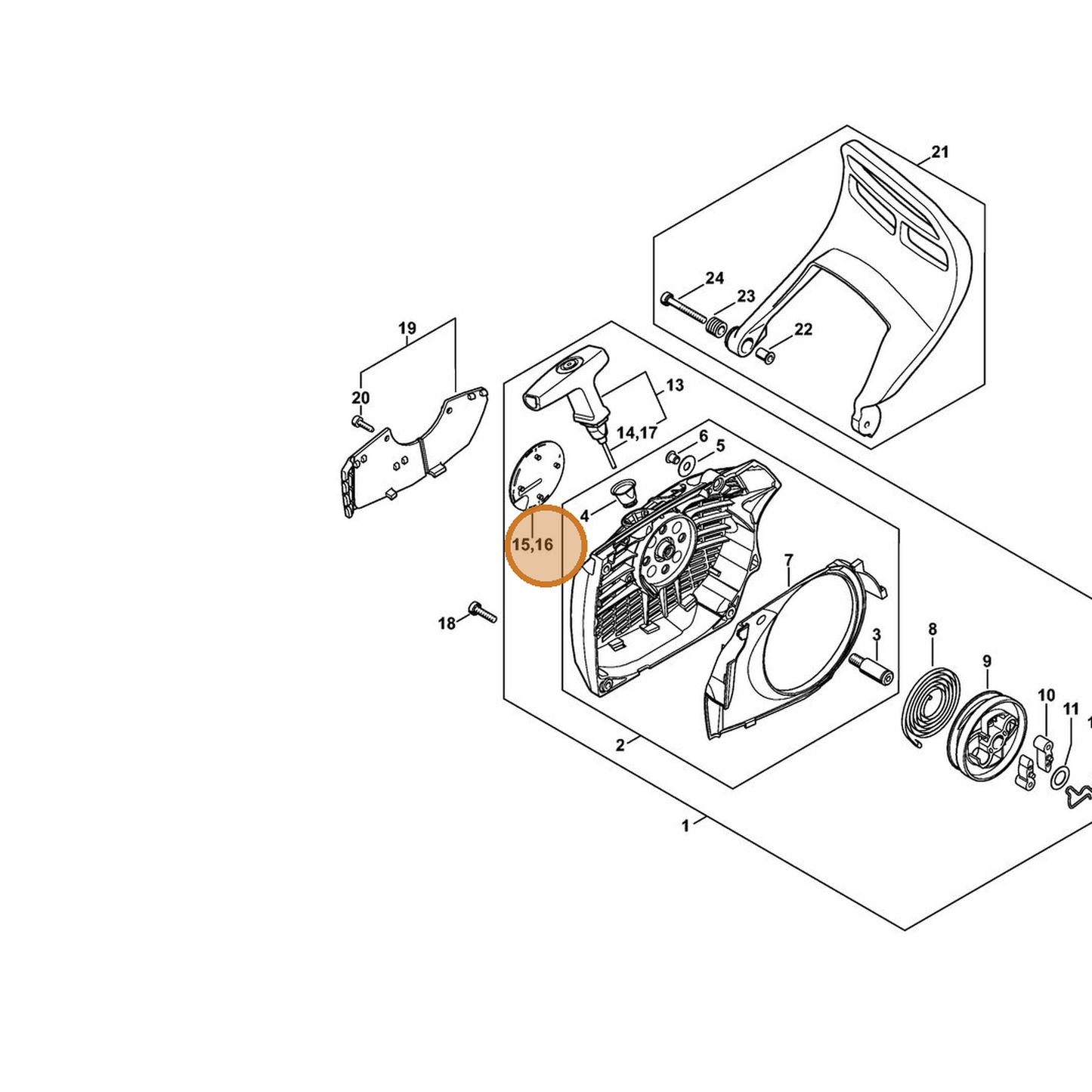 STIHL part 1144-967-1501 — IPL diagram snippet (6x zoom, amber highlight)