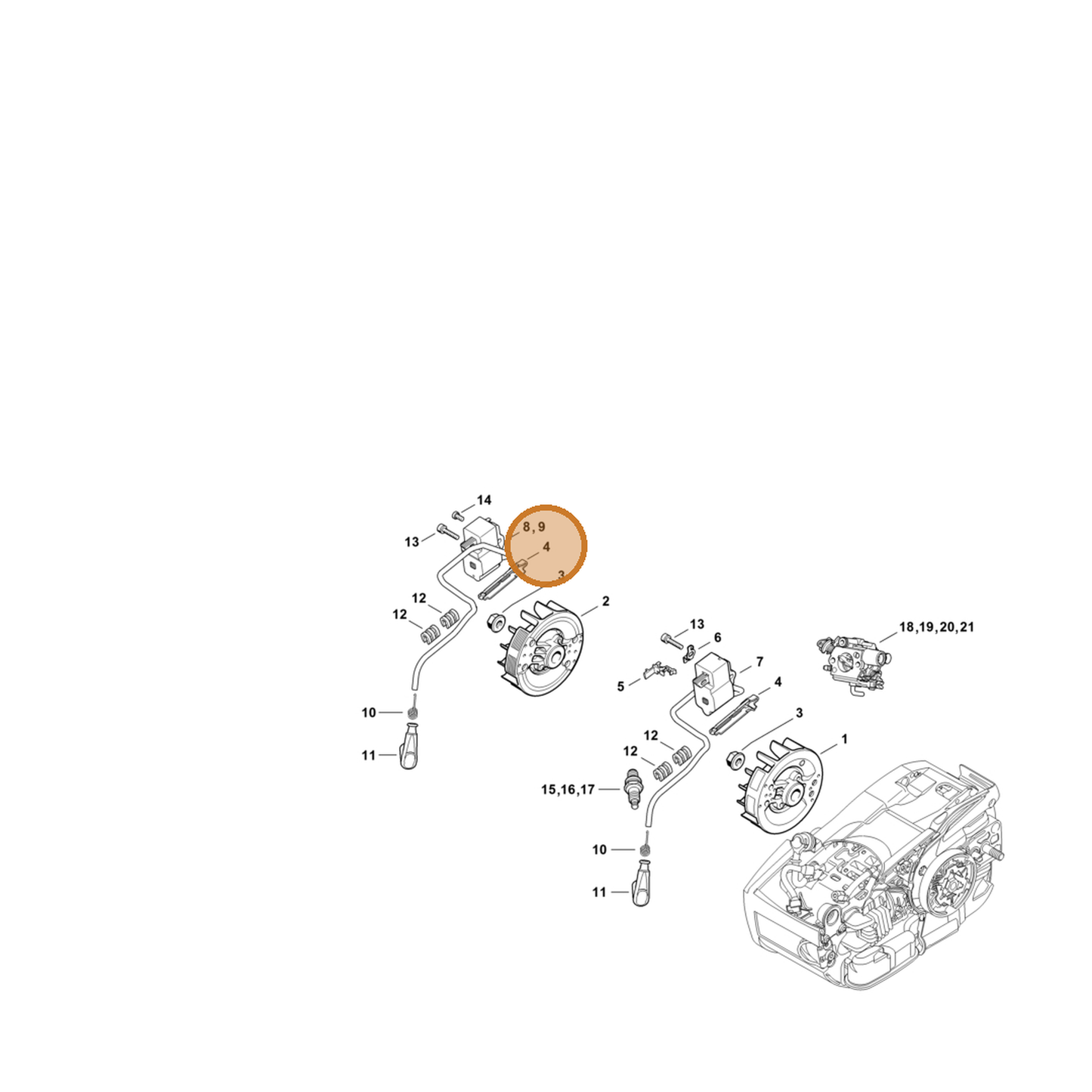 STIHL part 1145-021-1700 — IPL diagram snippet (6x zoom, amber highlight)