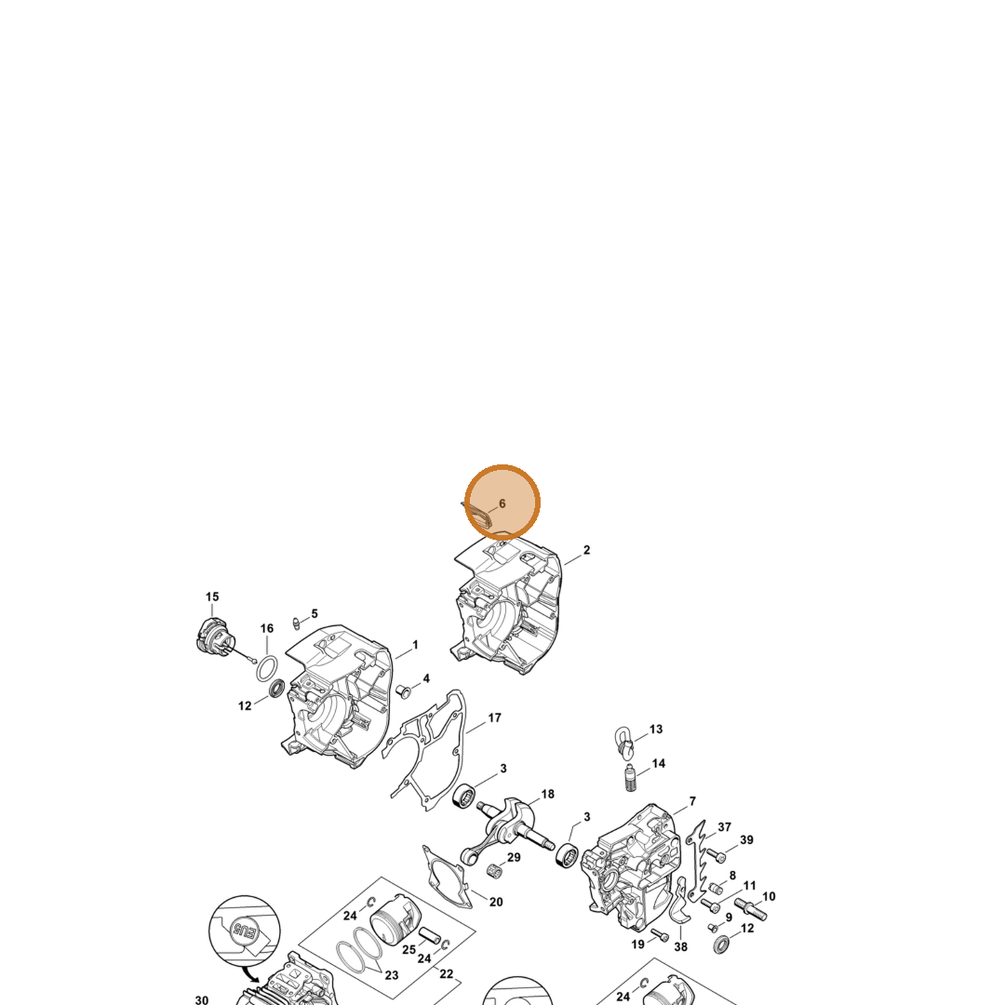 STIHL part 1145-021-1701 — IPL diagram snippet (6x zoom, amber highlight)