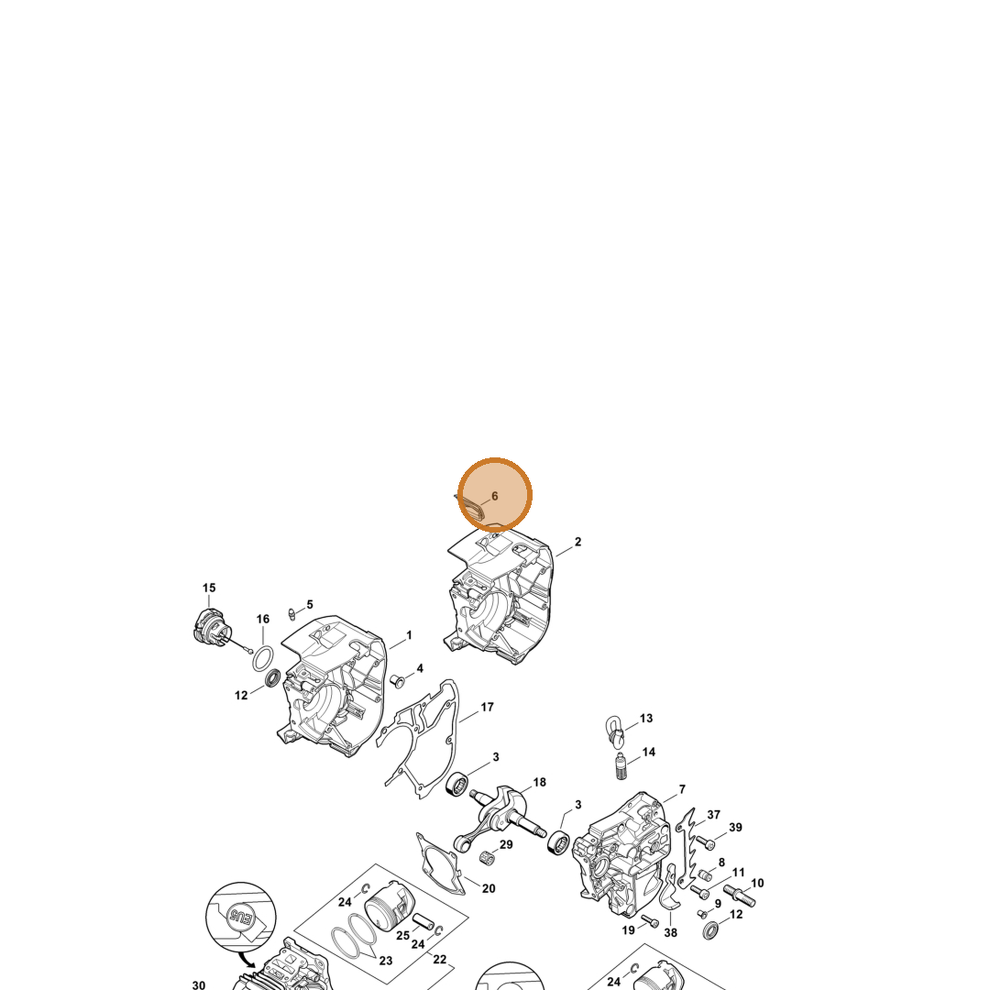 STIHL part 1145-021-1701 — IPL diagram snippet (6x zoom, amber highlight)