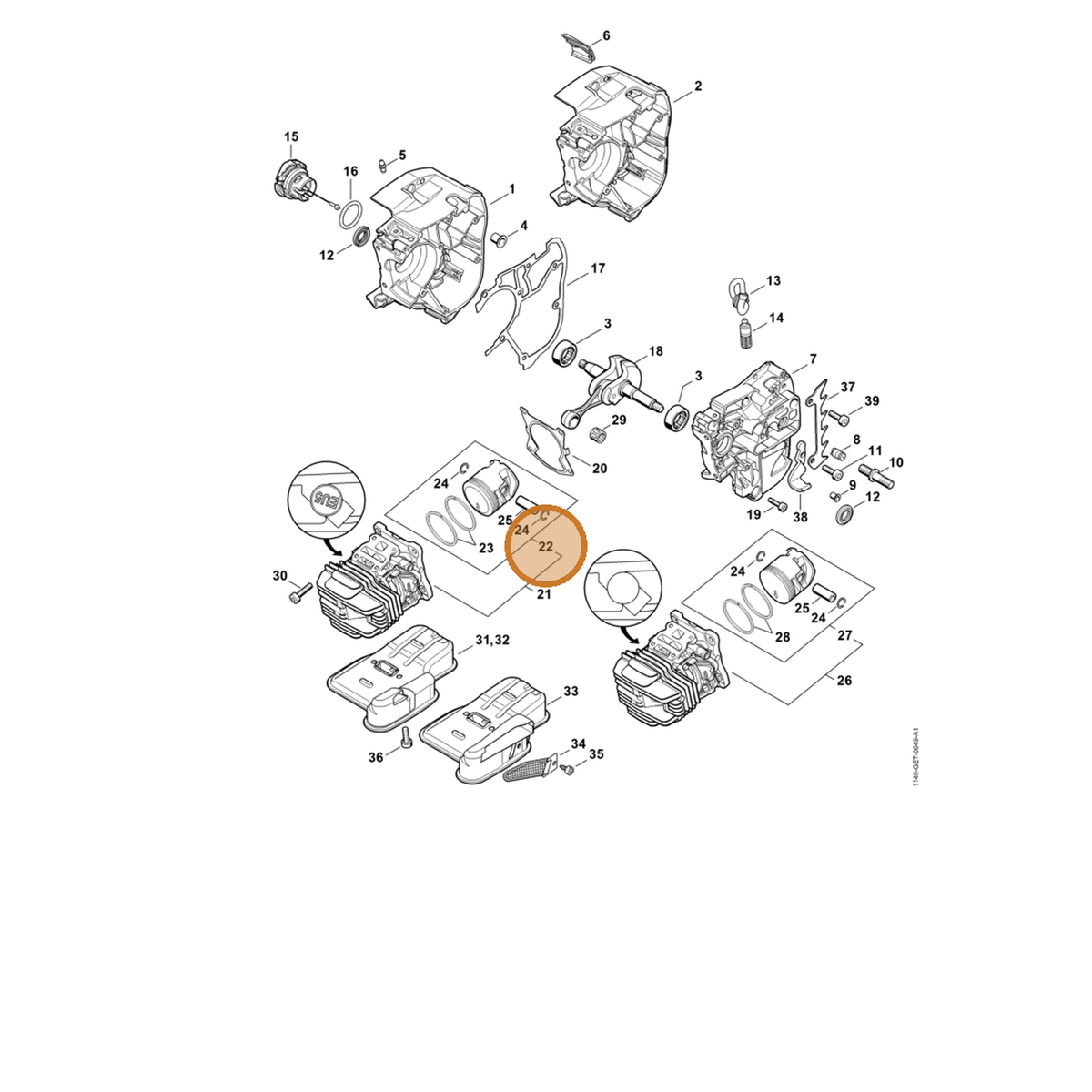 STIHL part 1145-030-2005 — IPL diagram snippet (6x zoom, amber highlight)