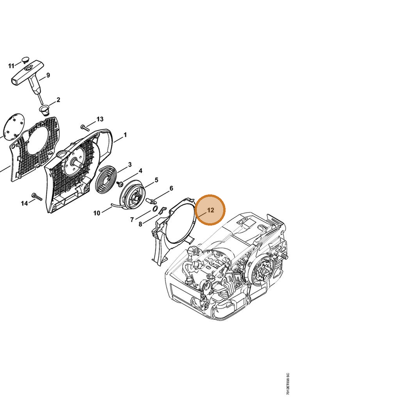 STIHL part 1145-084-7800 — IPL diagram snippet (6x zoom, amber highlight)
