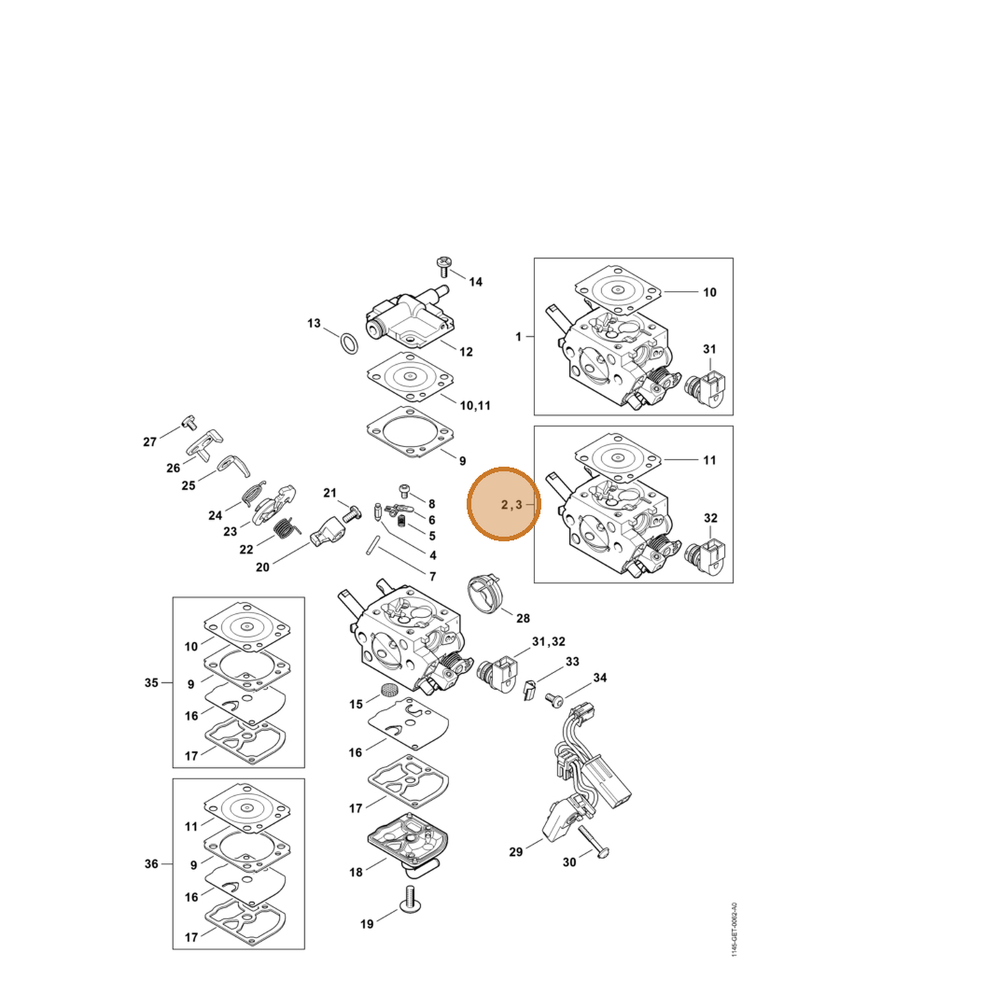 STIHL part 1145-120-0626 — IPL diagram snippet (6x zoom, amber highlight)