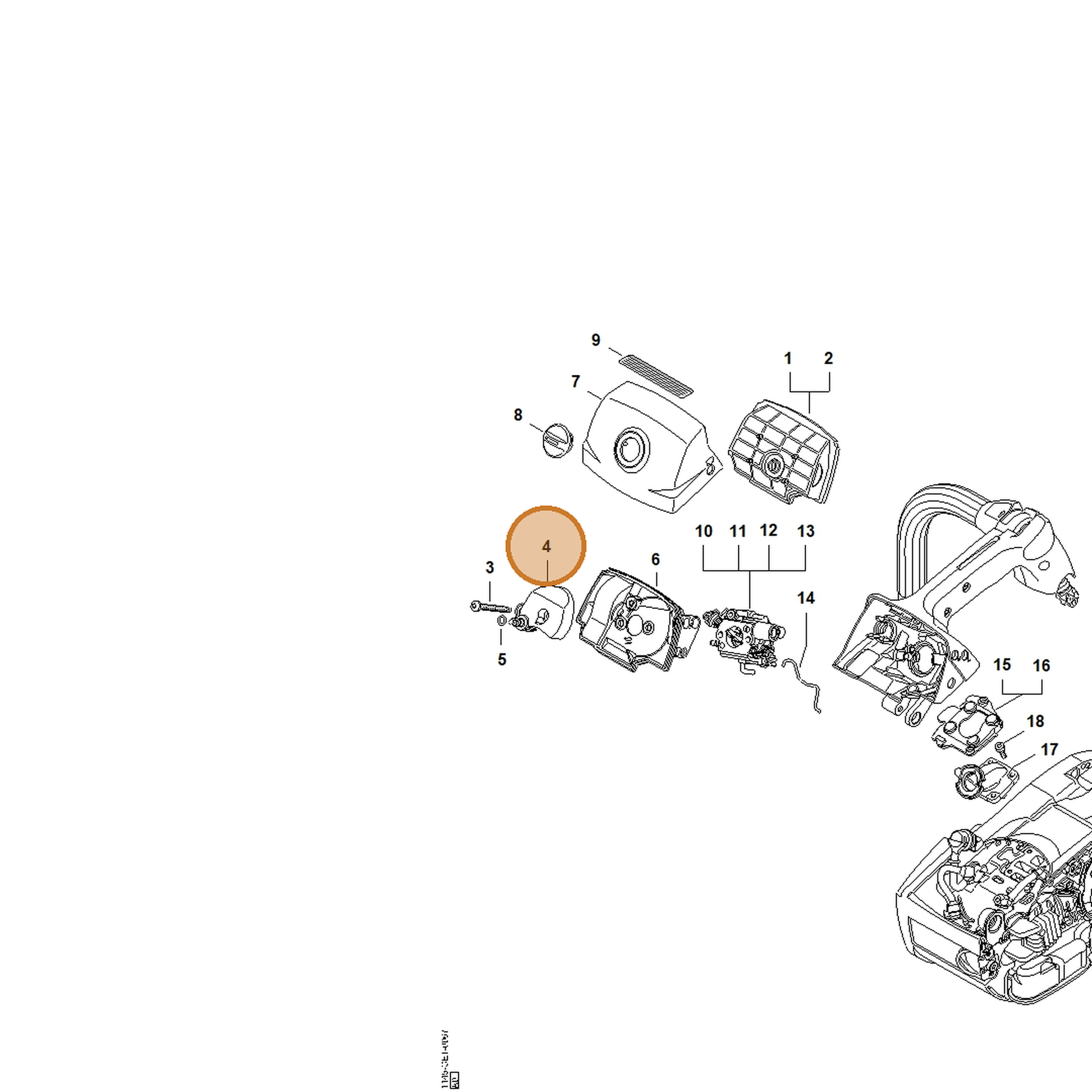 STIHL part 1145-120-4100 — IPL diagram snippet (6x zoom, amber highlight)