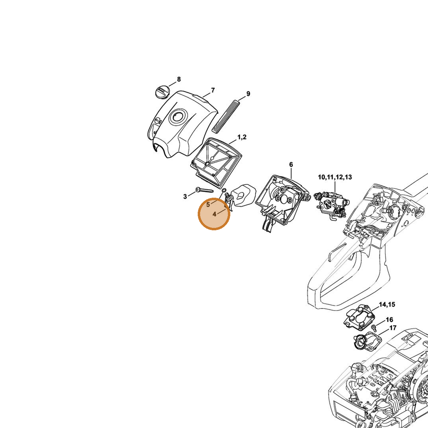 STIHL part 1145-120-4101 — IPL diagram snippet (6x zoom, amber highlight)