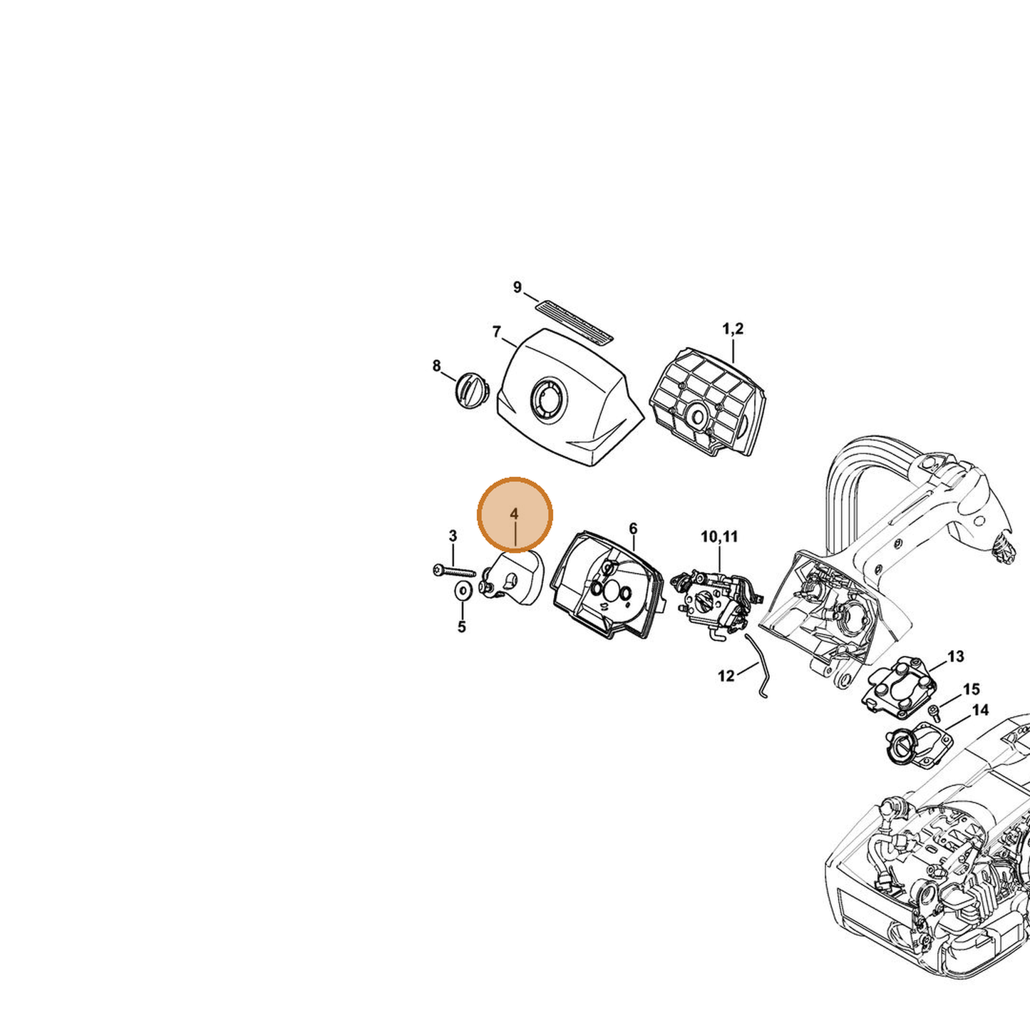 STIHL part 1145-120-4105 — IPL diagram snippet (6x zoom, amber highlight)