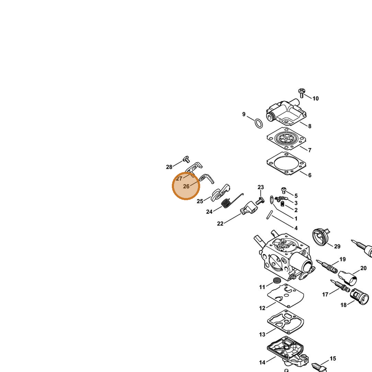 STIHL part 1145-121-6600 — IPL diagram snippet (6x zoom, amber highlight)
