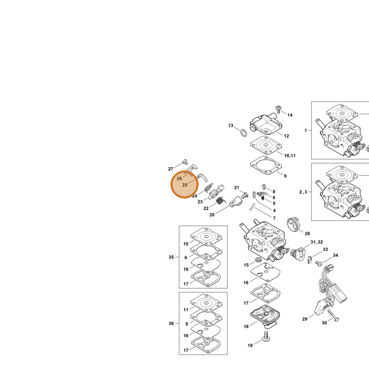 STIHL part 1145-121-6602 — IPL diagram snippet (6x zoom, amber highlight)