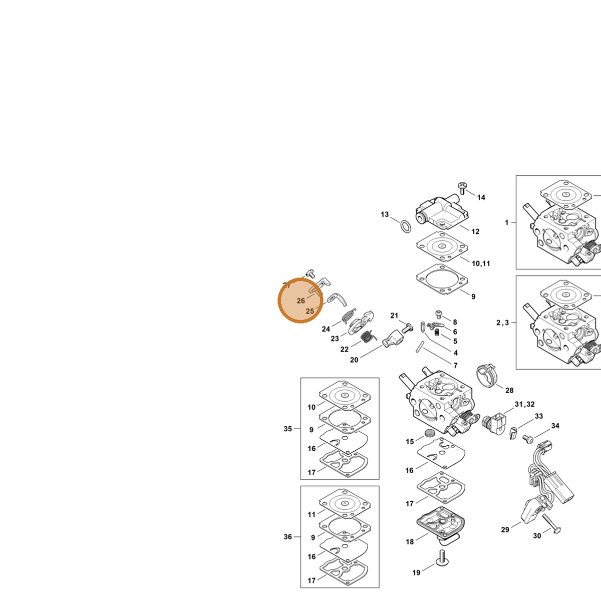 STIHL part 1145-121-6603 — IPL diagram snippet (6x zoom, amber highlight)