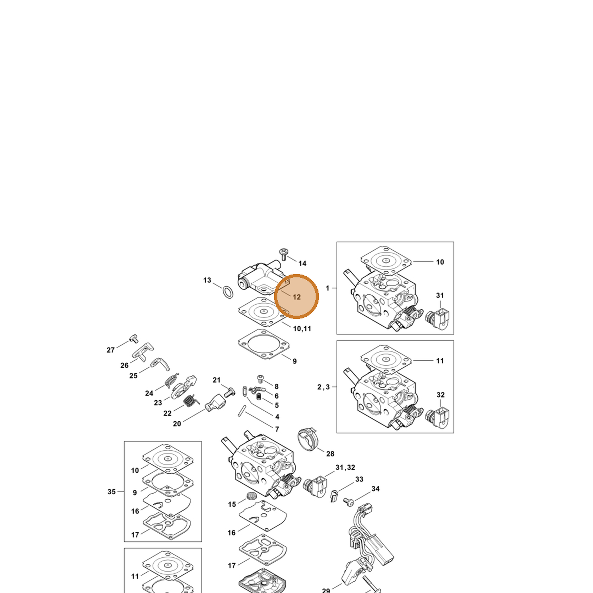STIHL part 1145-126-0700 — IPL diagram snippet (6x zoom, amber highlight)