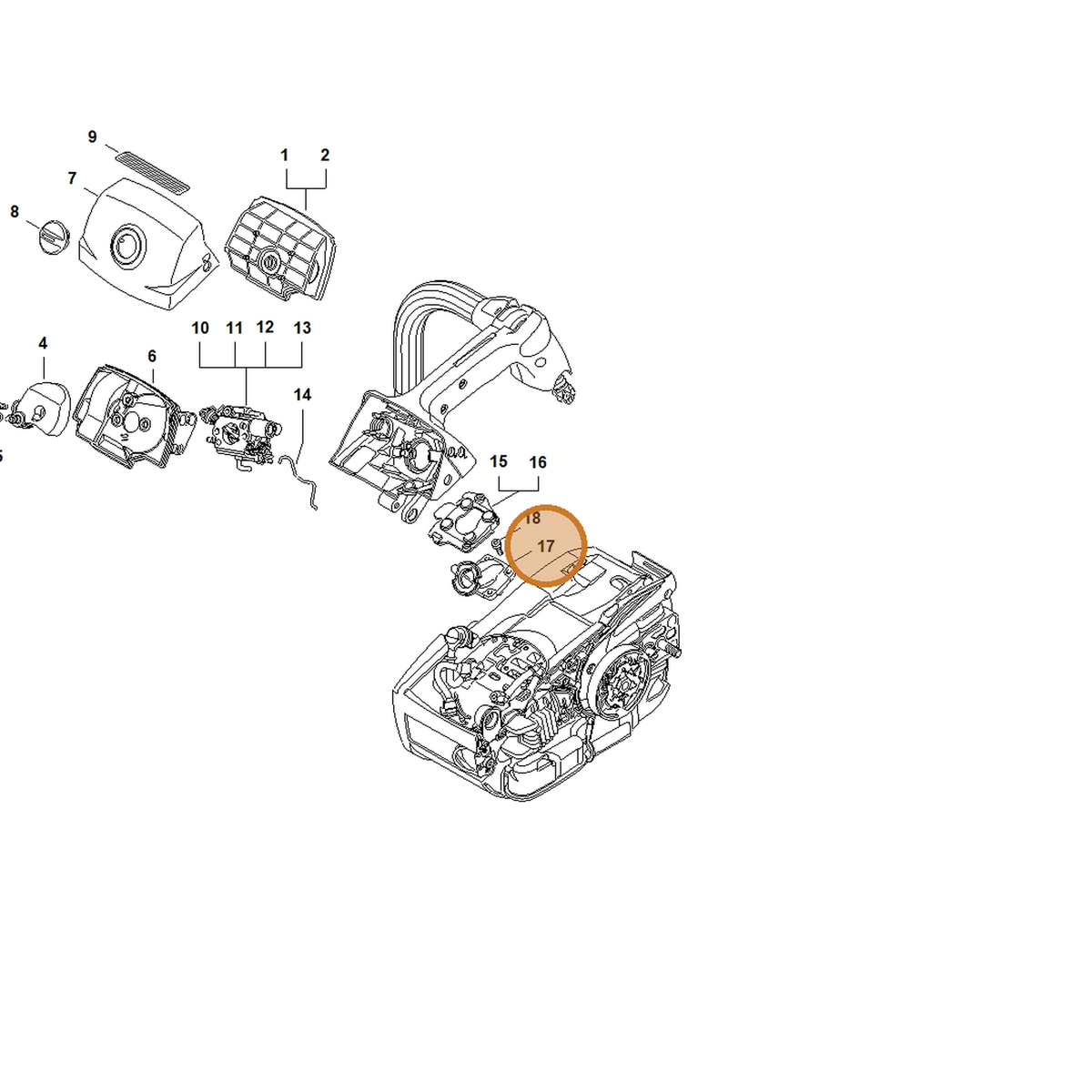 STIHL part 1145-140-2502 — IPL diagram snippet (6x zoom, amber highlight)