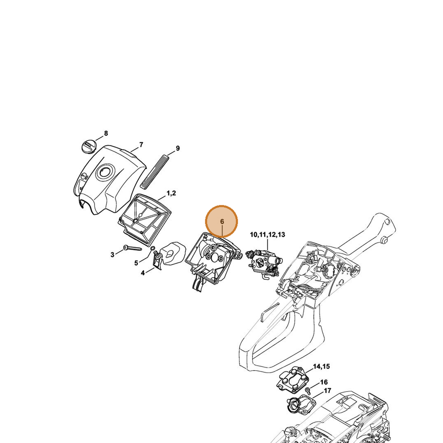STIHL part 1145-141-0901 — IPL diagram snippet (6x zoom, amber highlight)