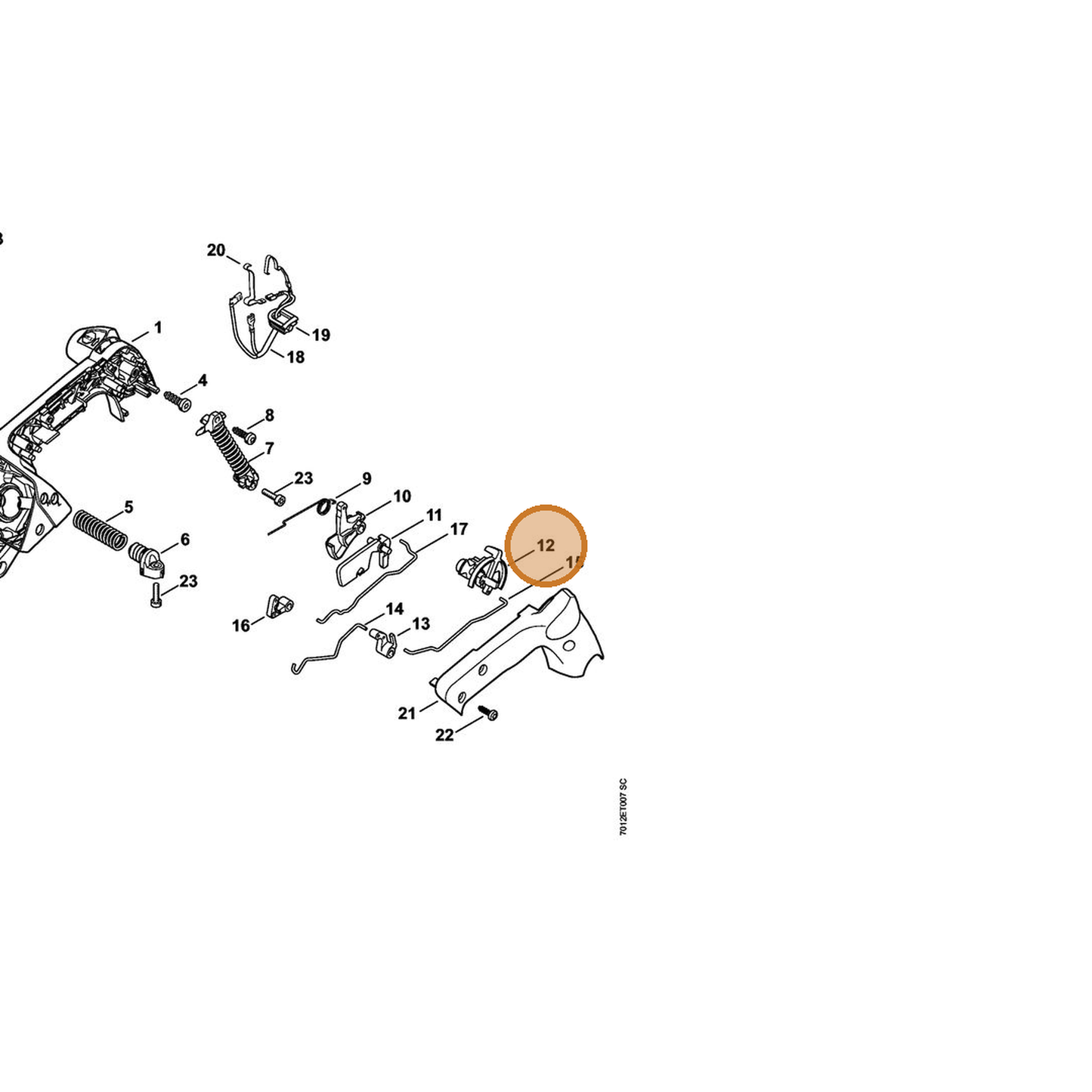 STIHL part 1145-180-0900 — IPL diagram snippet (6x zoom, amber highlight)