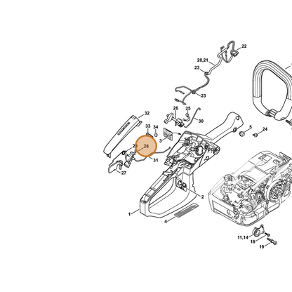 STIHL part 1145-182-1001 — IPL diagram snippet (6x zoom, amber highlight)