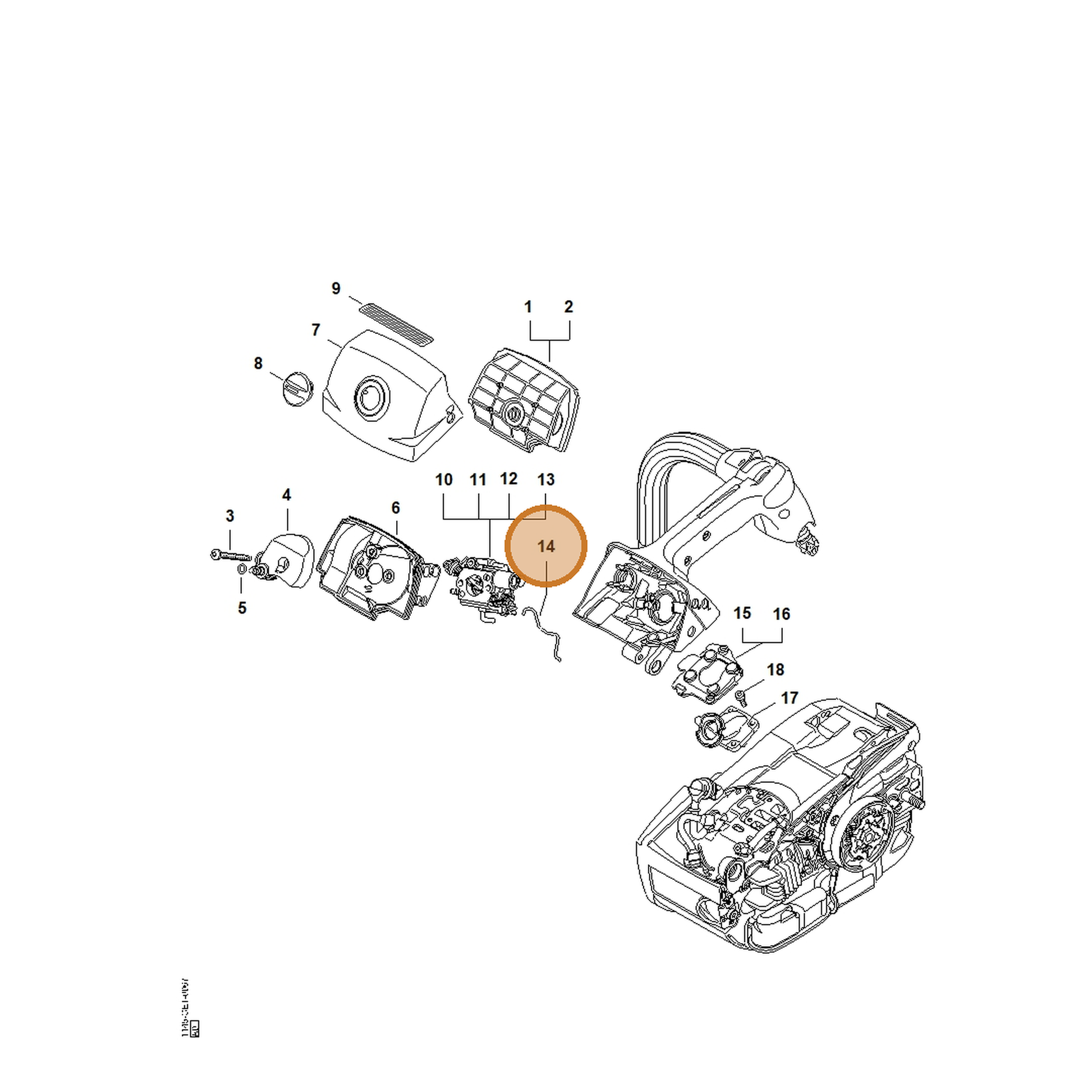 STIHL part 1145-182-1504 — IPL diagram snippet (6x zoom, amber highlight)