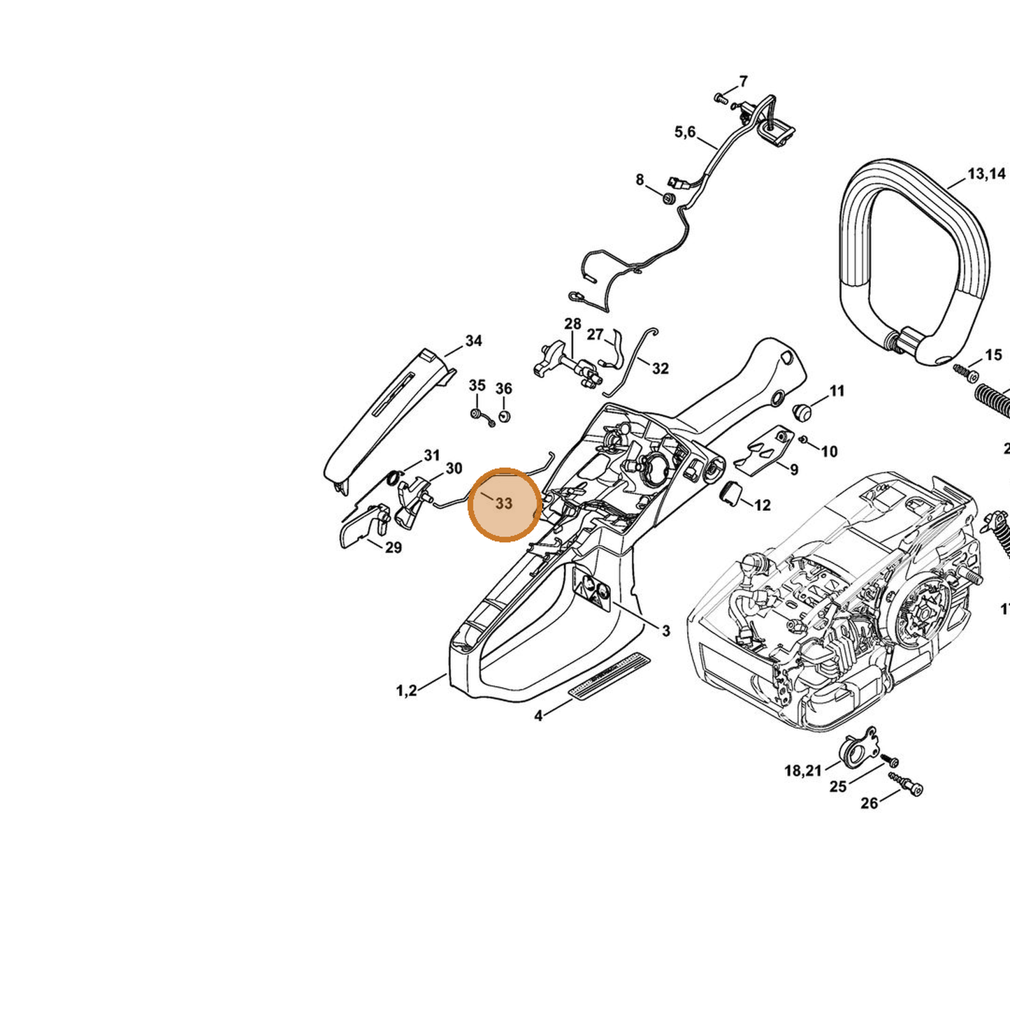 STIHL part 1145-182-1505 — IPL diagram snippet (6x zoom, amber highlight)