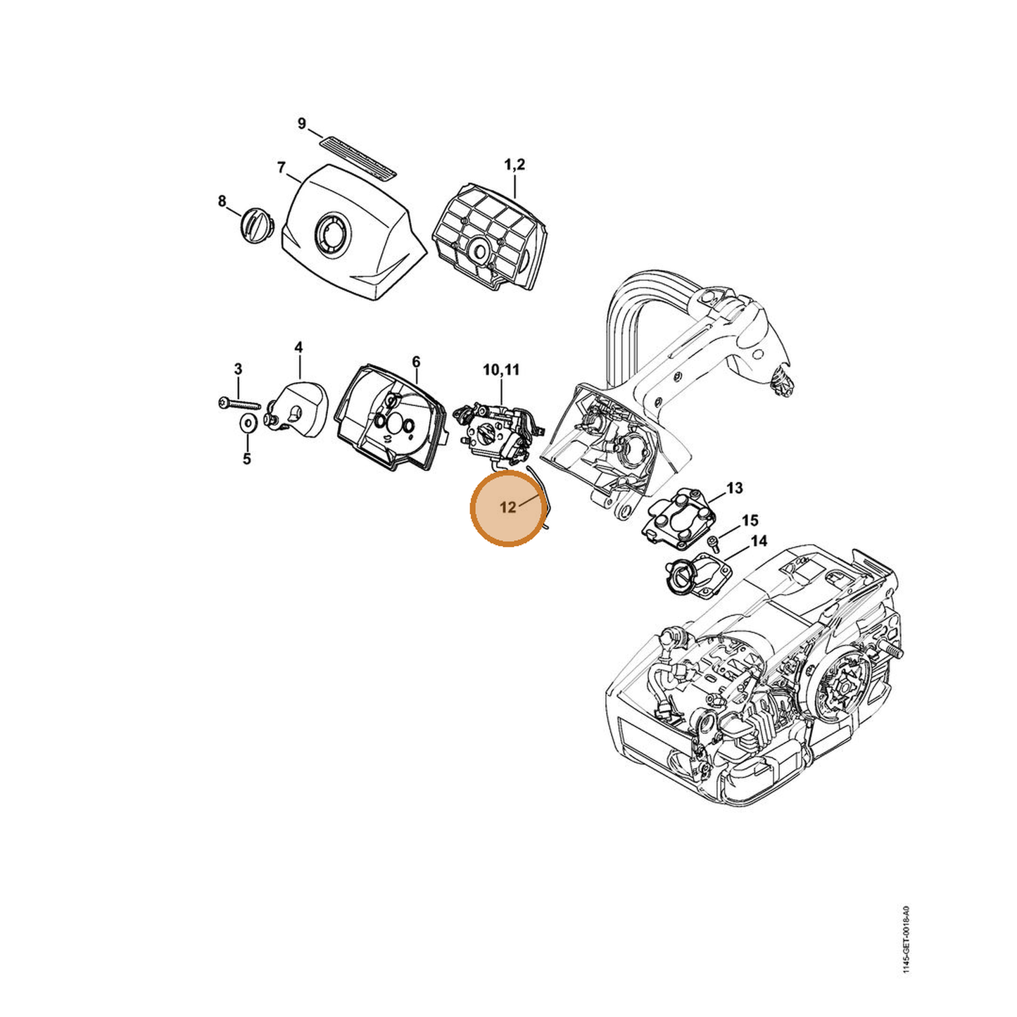 STIHL part 1145-182-1506 — IPL diagram snippet (6x zoom, amber highlight)