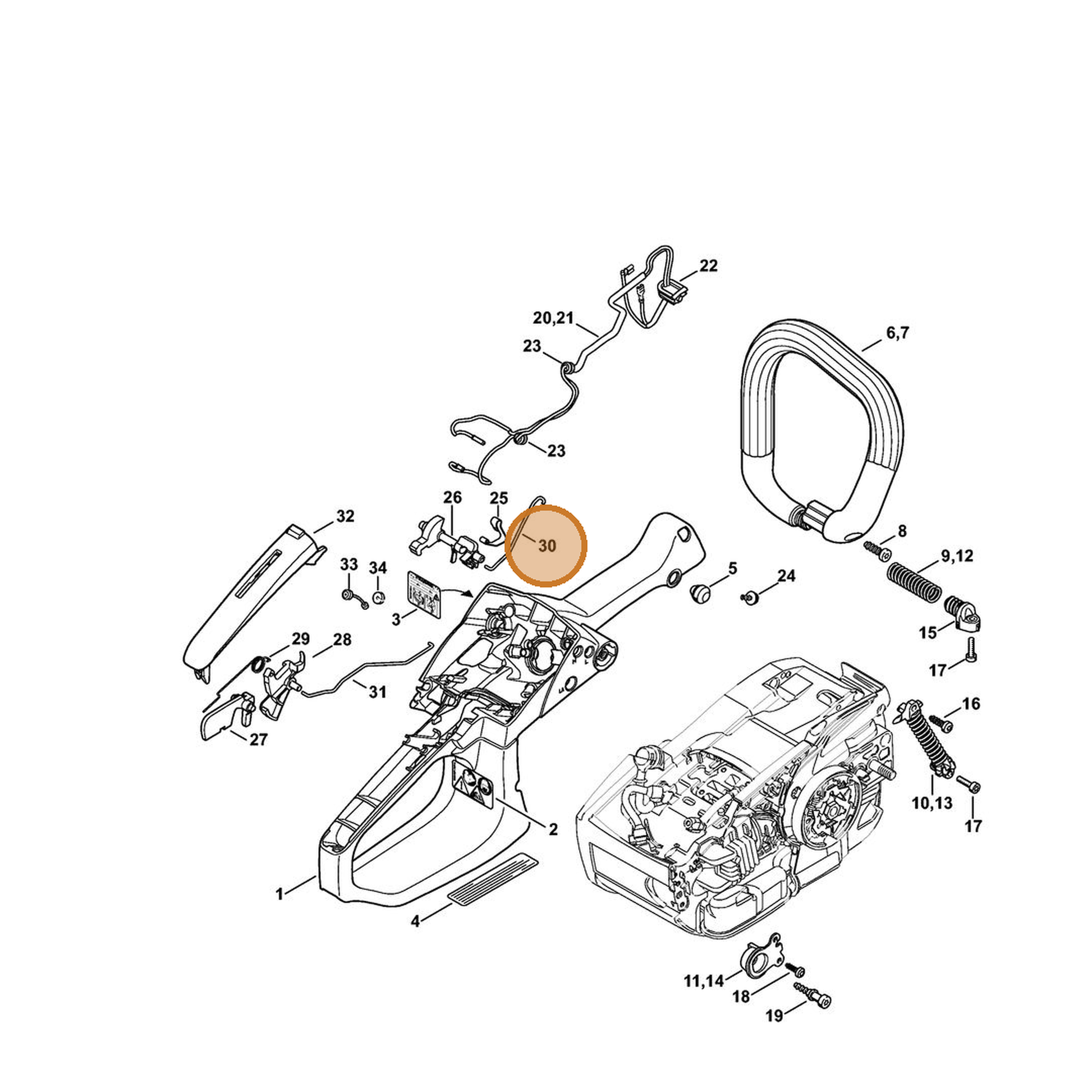 STIHL part 1145-185-1901 — IPL diagram snippet (6x zoom, amber highlight)